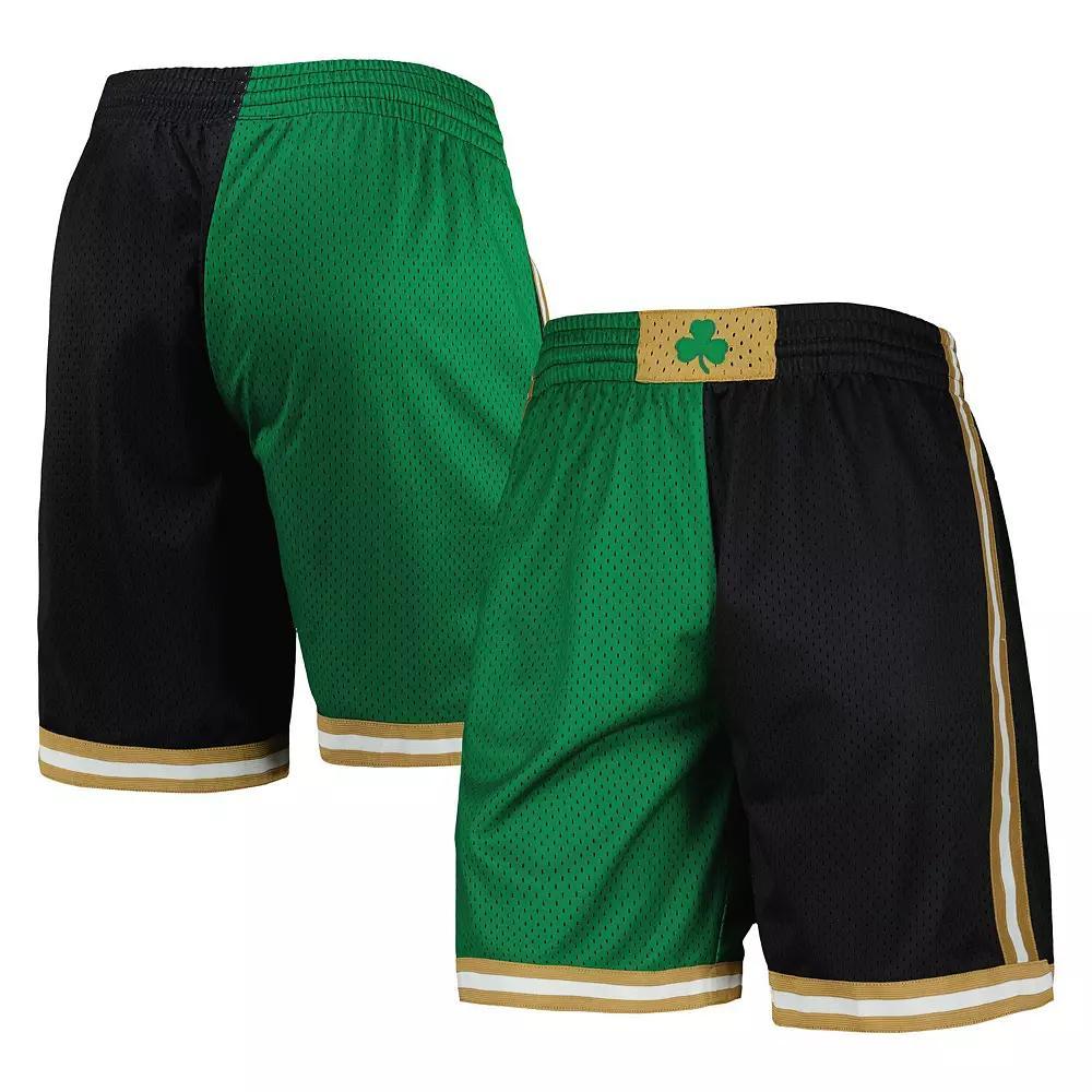 Men's Mitchell & Ness Kelly Green/Black Boston Celtics Hardwood Classics 2007 Split Swingman Shorts,  Product Image