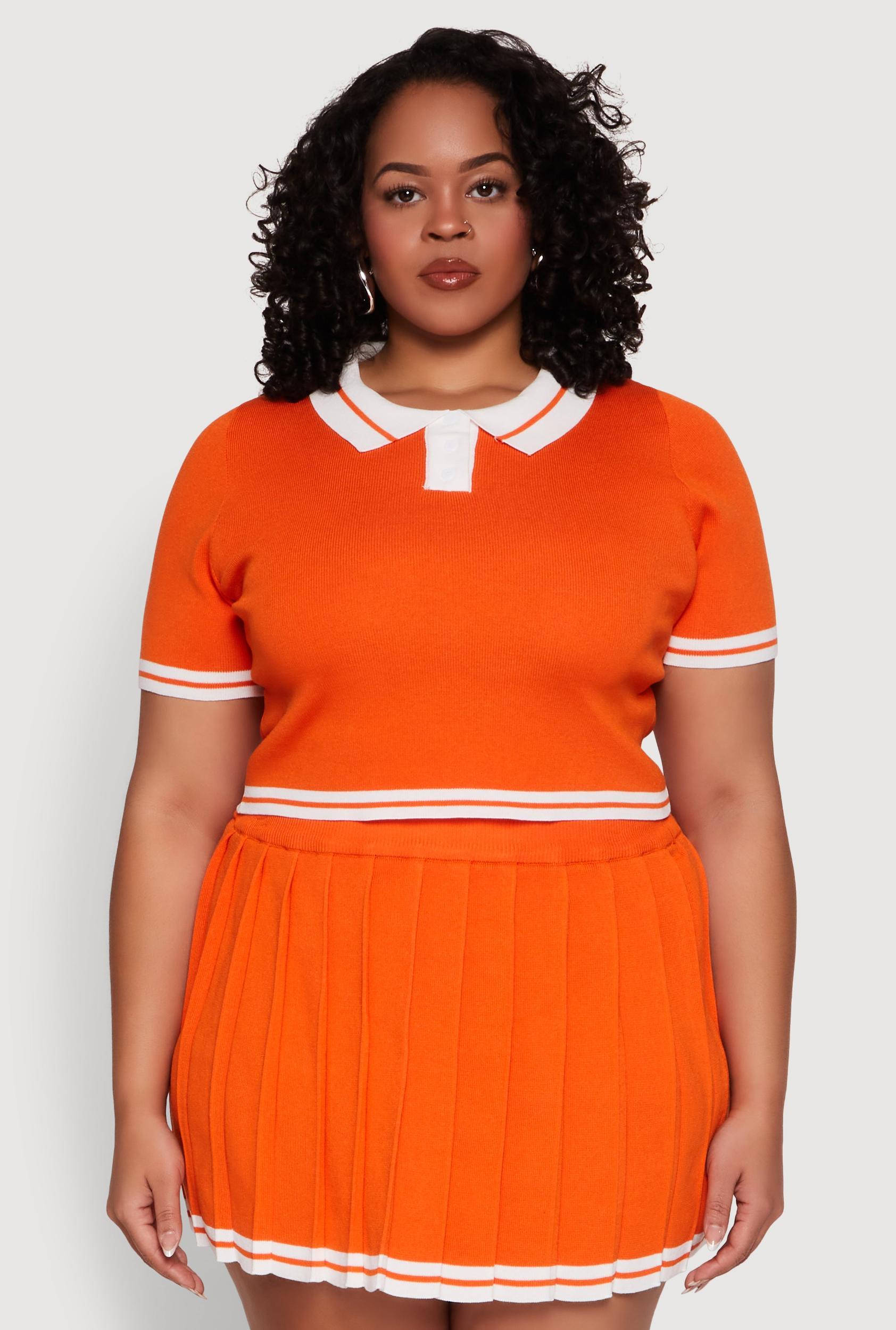 Womens Plus Size Daisy Varsity Stripe Crop Polo Tee Product Image