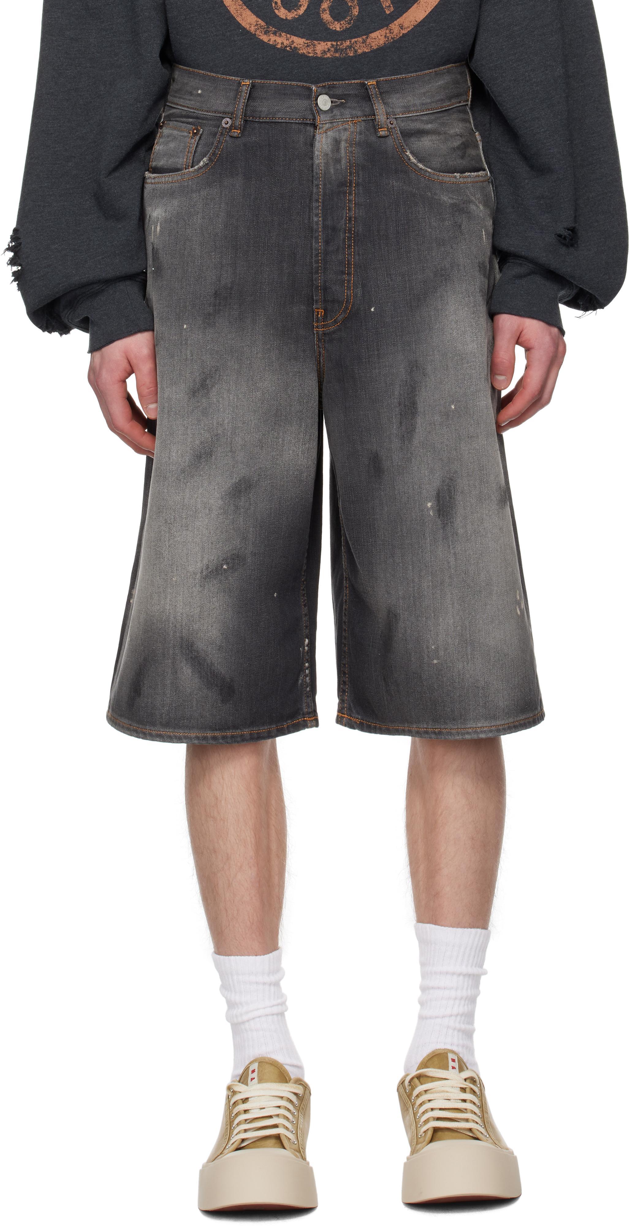 ACNE STUDIOS Distressed Denim Shorts In 900 Black Product Image