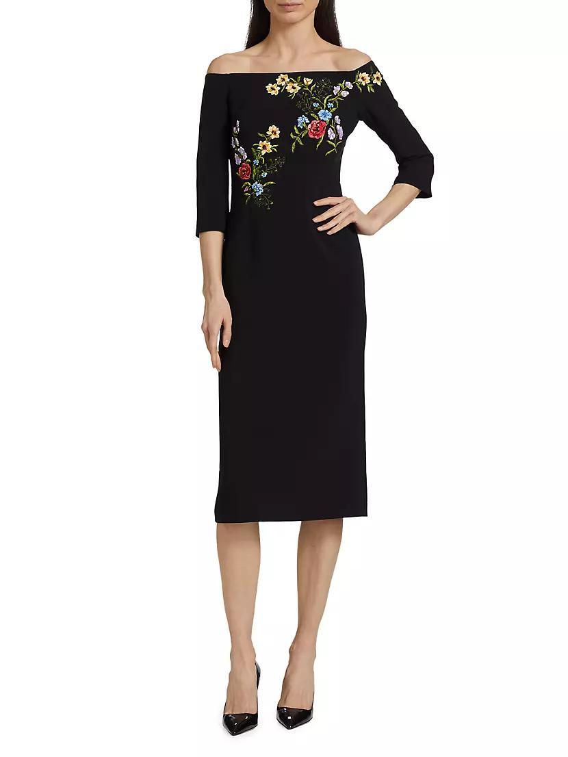 Fatima Beaded Crepe Midi-Dress Product Image