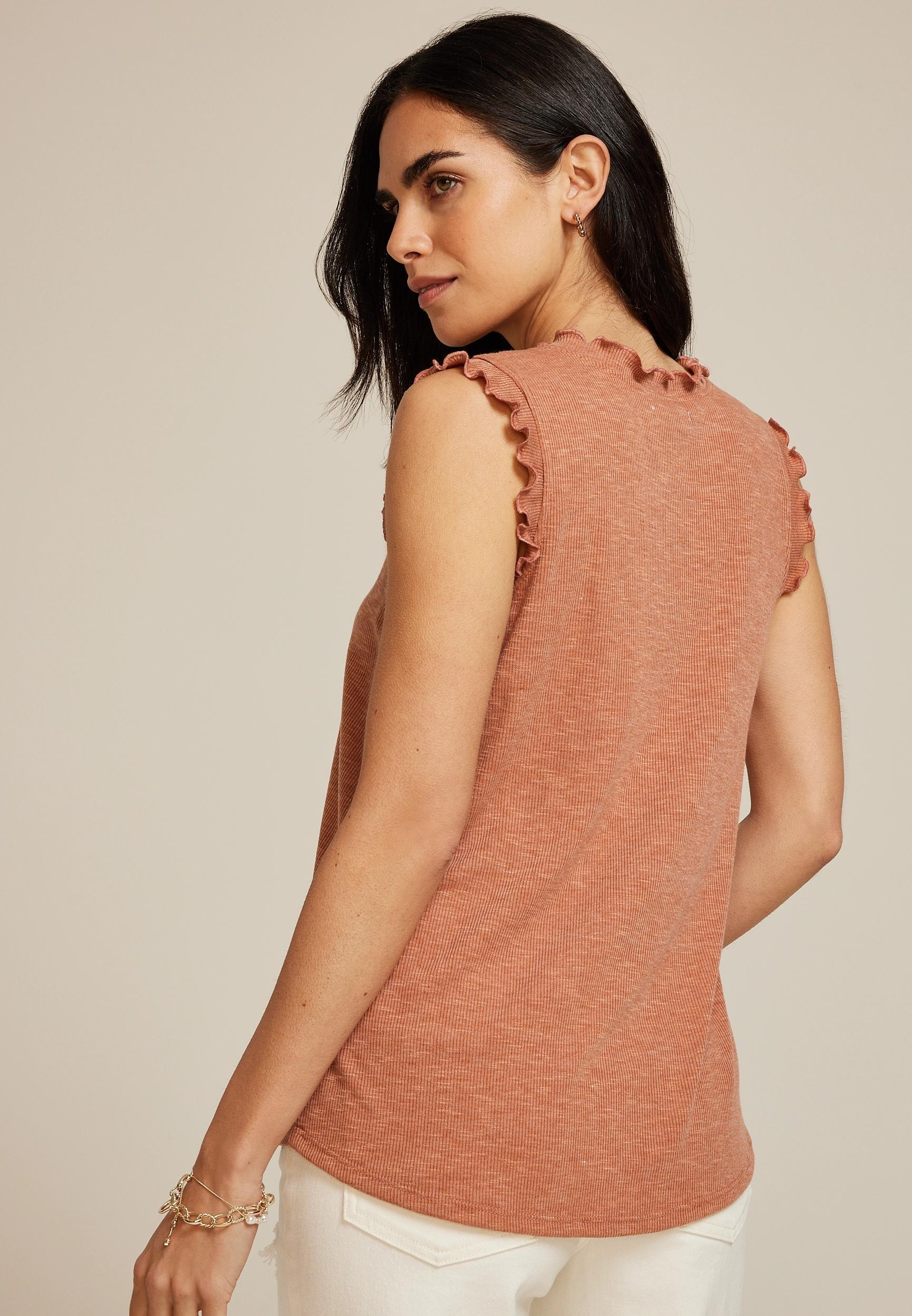 Ruffle Trim V Neck Tank Top Product Image