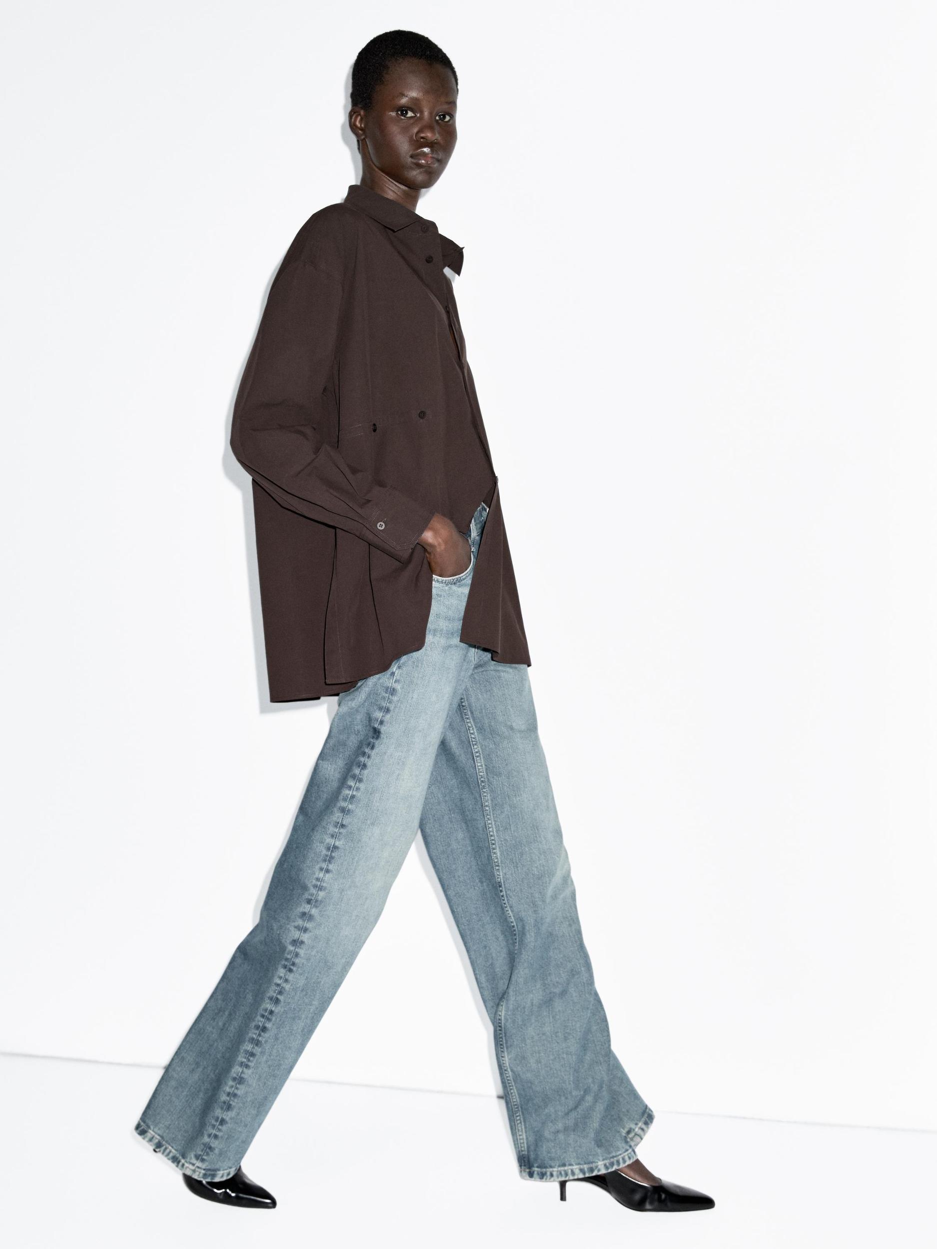 Asymmetric button-up poplin shirt Product Image