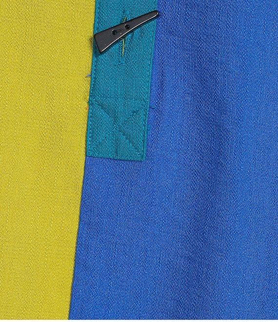 Ali Miles Color Block Point Collar 3/4 Cuff Sleeve Front Button Pop-Over Tunic Product Image