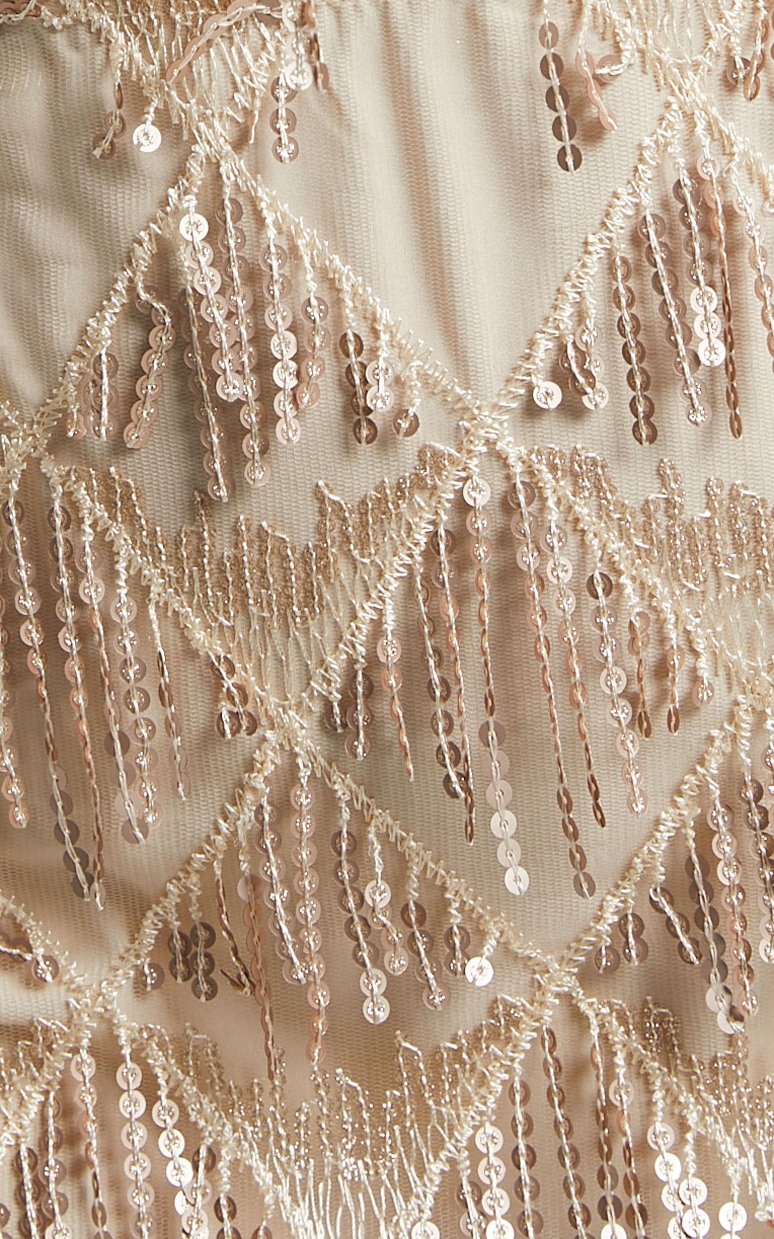 Khrizza Mini Skirt - Sequin Diamond Mesh Skirt in Gold Product Image