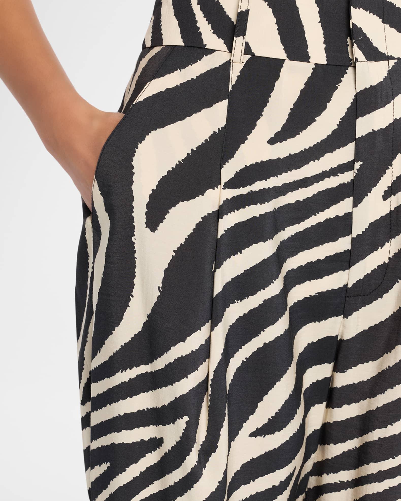 Zebra Cropped Pleated Trousers Product Image