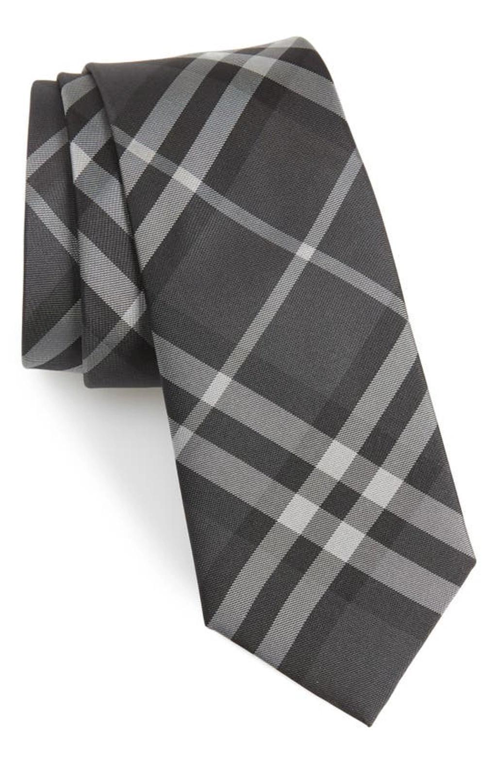 BURBERRY Silk Vintage Check Tie In Charcoal Product Image