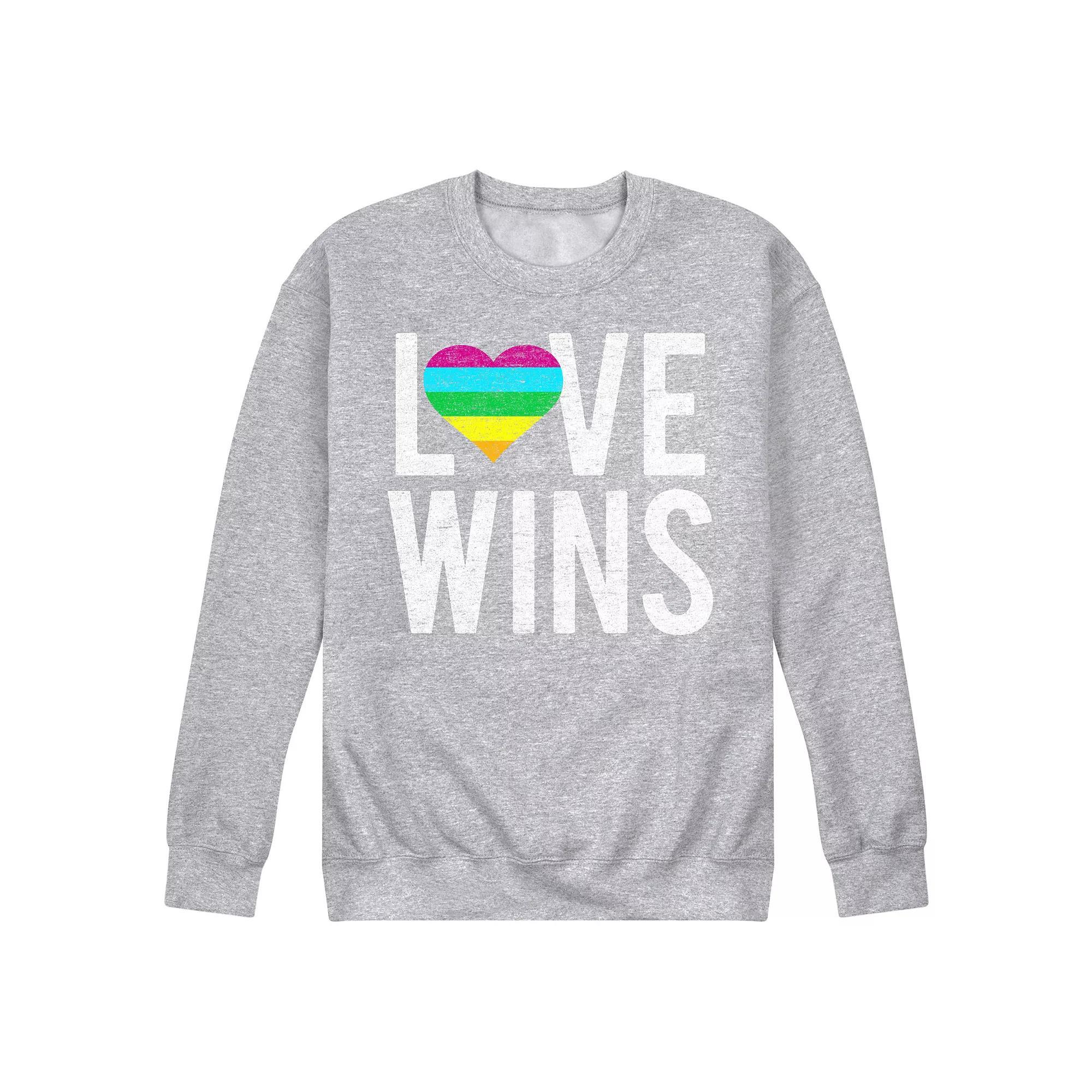 Men's Love Wins Fleece Sweatshirt, Size: Small, Grey Gray Product Image