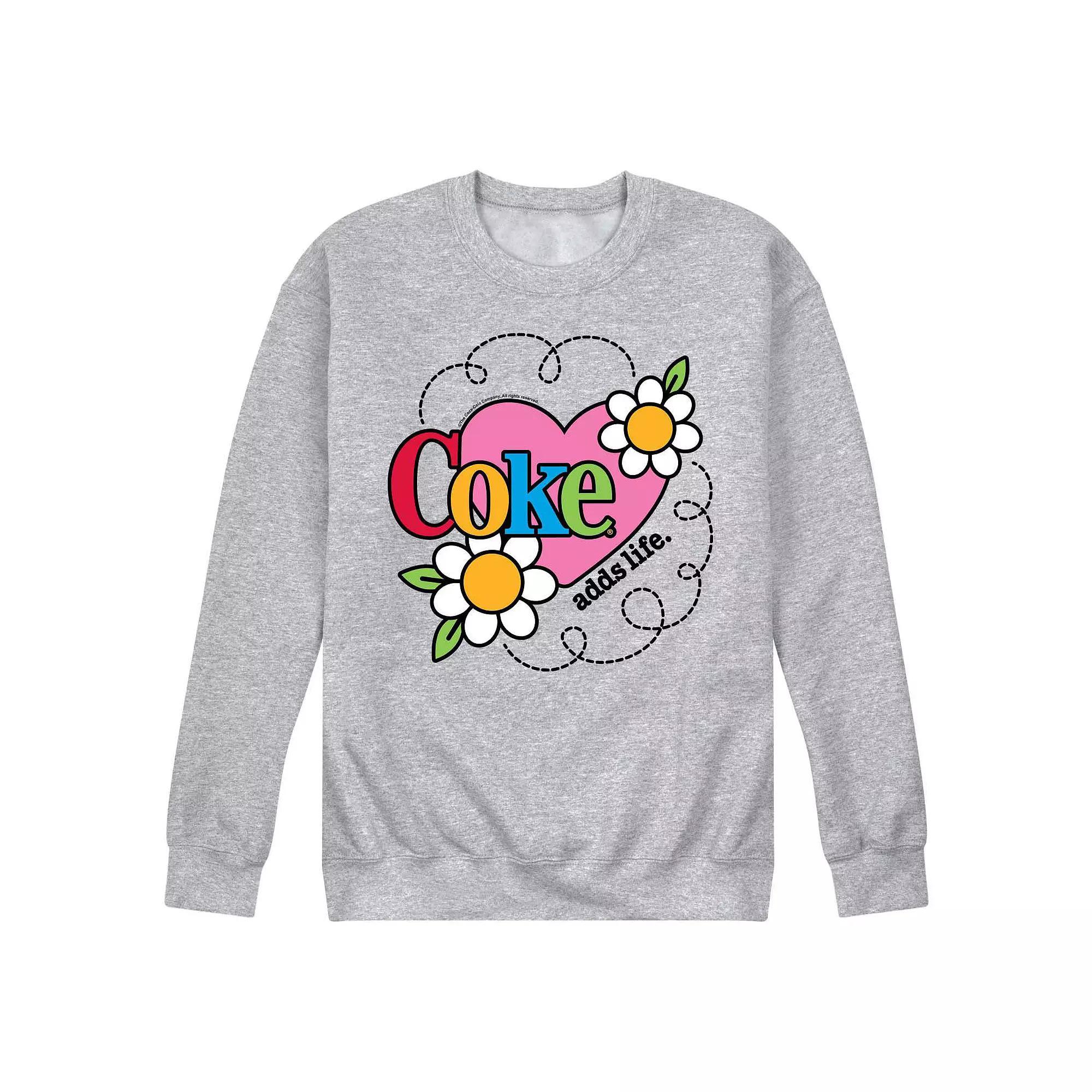 Men's Coke Colorful Collage Fleece Sweatshirt, Size: Large, Grey Gray Product Image