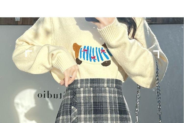 High Waist Plaid Asymmetrical Panel Mini A-Line Skirt Product Image