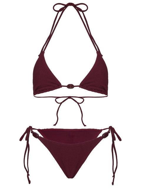 Nevaeh Textured Triangle Bikini Top Red Product Image