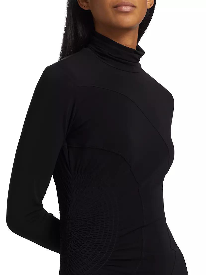 Molly Smocked Jersey Turtleneck Top Product Image