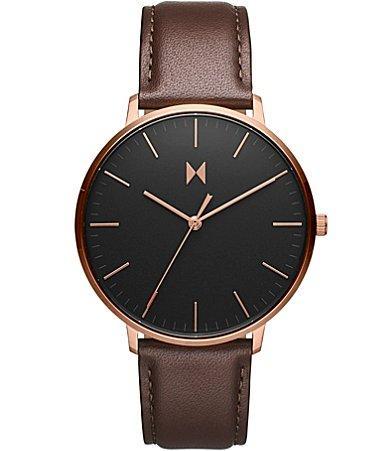 MVMT Mens Legacy Slim Panther Black Leather Strap Watch Product Image