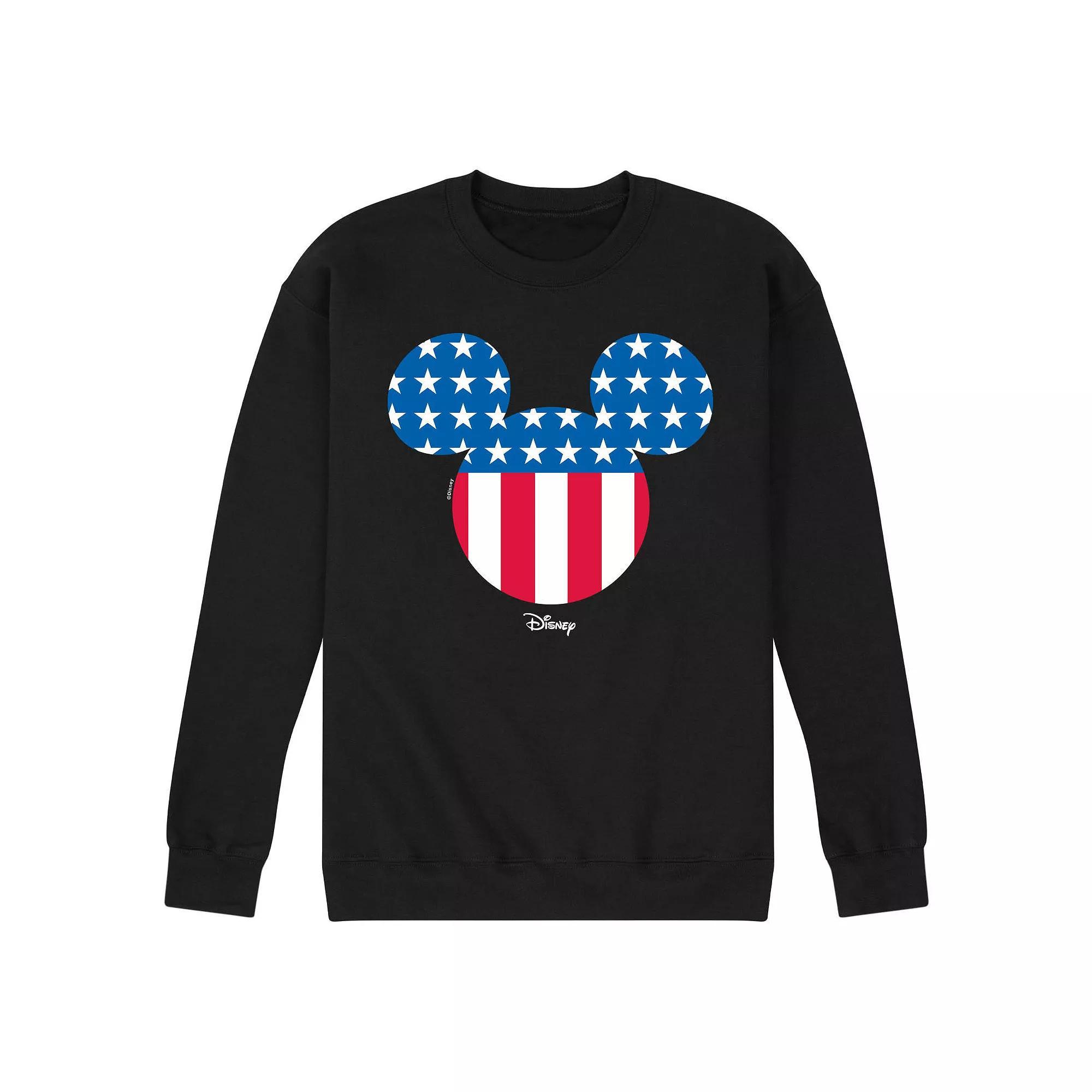 Disney's Mickey Mouse Men's American Flag Fleece Sweatshirt, Size: Large, Black Product Image