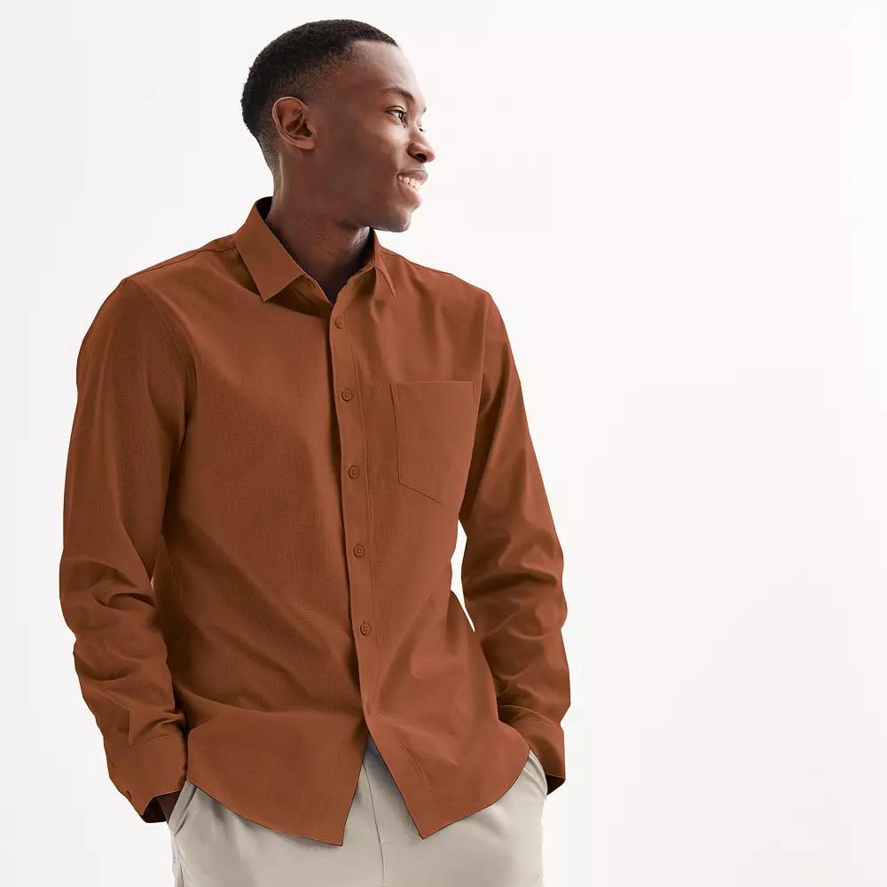 Men's FLX Slim Performance Untucked-Fit Button Down Long Sleeve Shirt,  Product Image