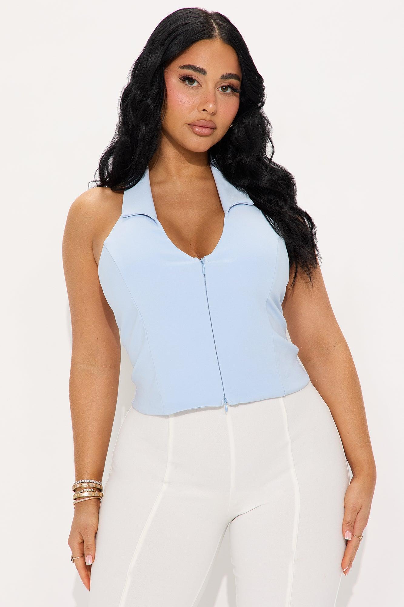 Tell Me Something Halter Top - Light Blue Product Image