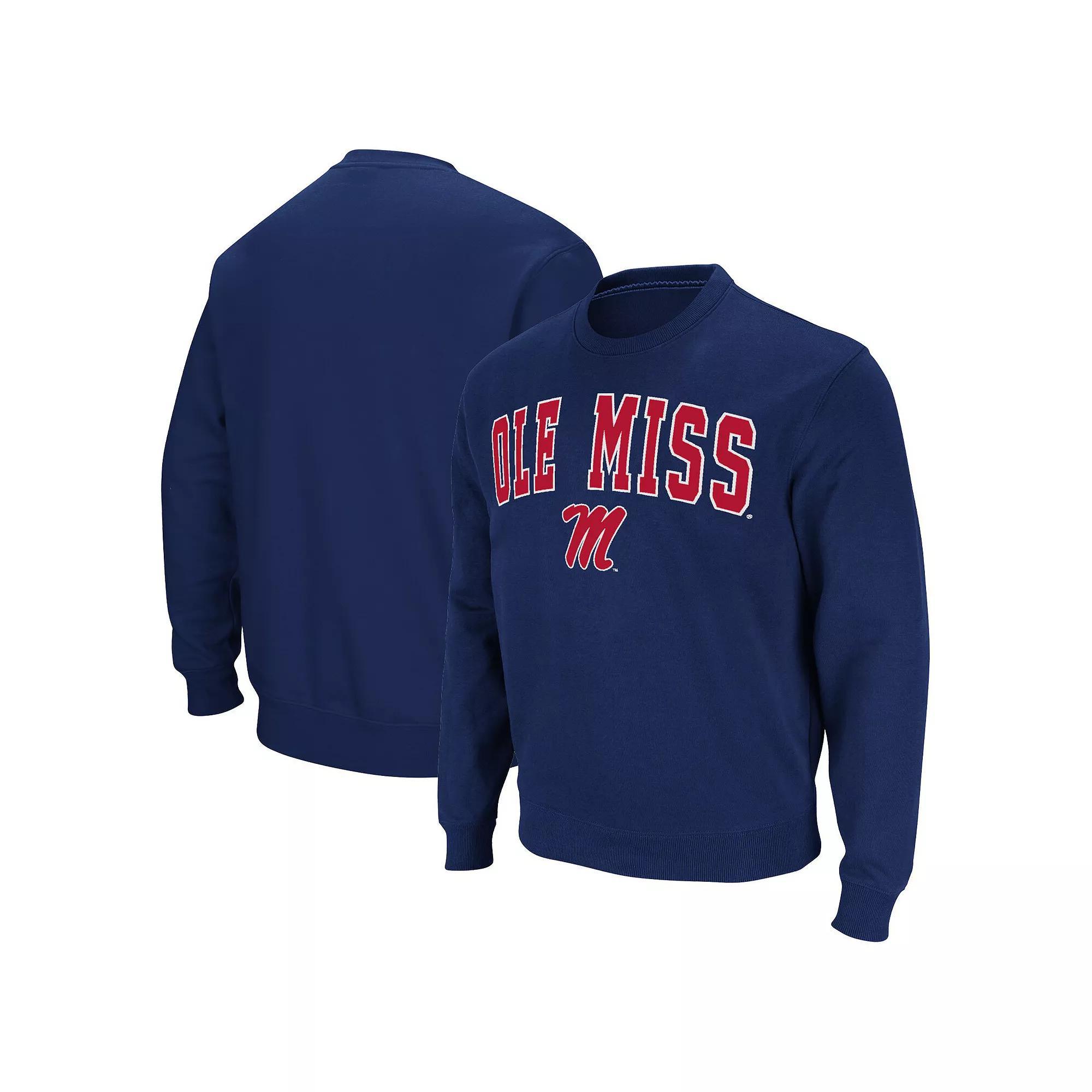 Men's Colosseum Navy Ole Miss Rebels Arch & Logo Pullover Sweatshirt,  Product Image