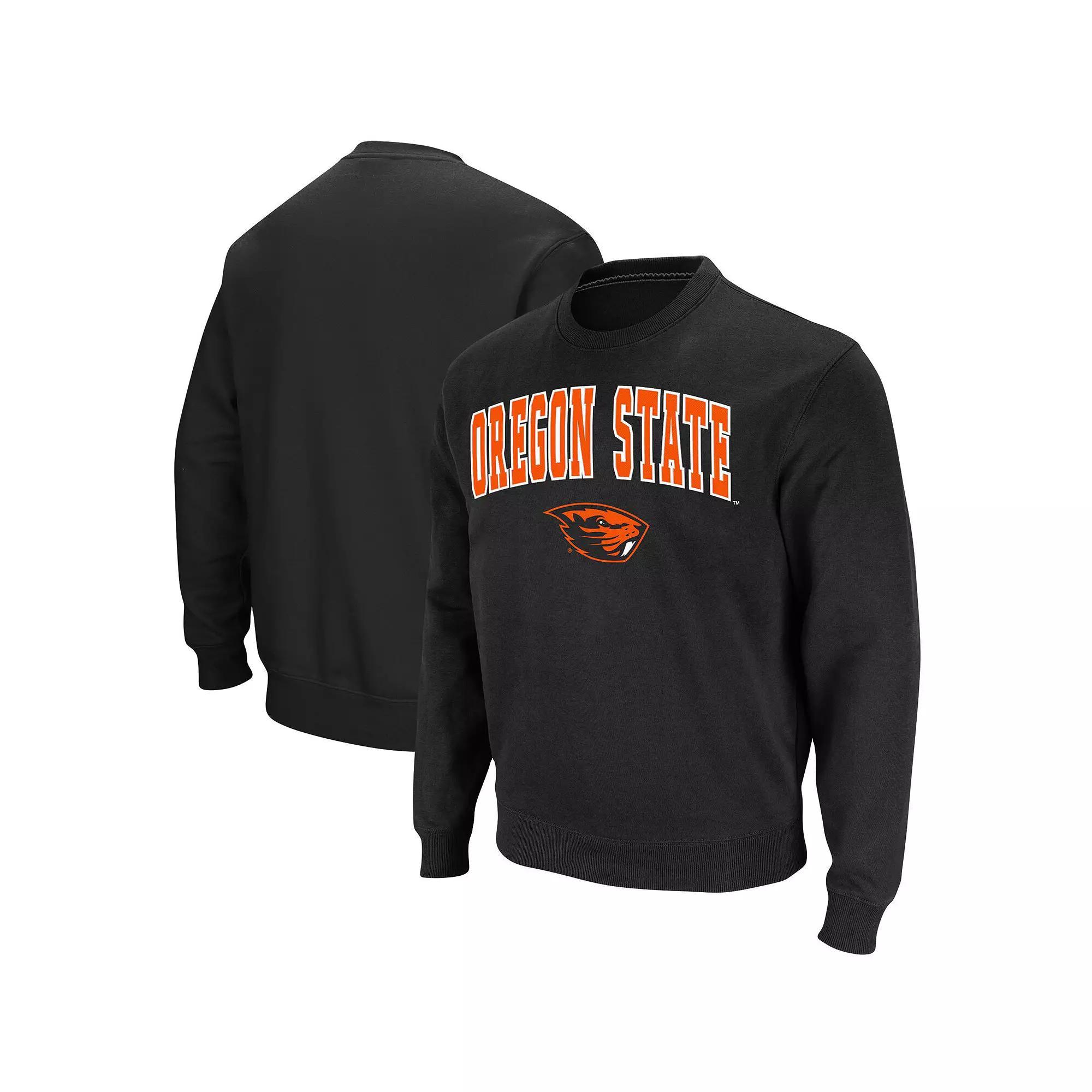 Men's Colosseum Black Oregon State Beavers Arch & Logo Tackle Twill Pullover Sweatshirt,  Product Image