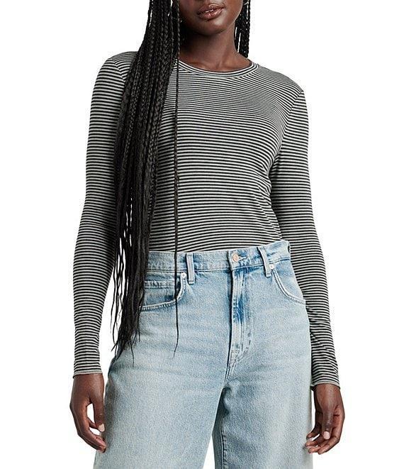 Splendid Bamboo Striped Crew Neck Long Sleeve Tee Product Image