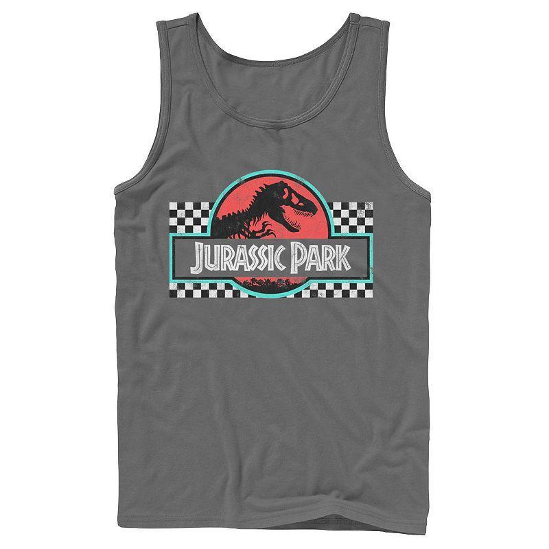 Men's Jurassic Park Retro Colors Checkered Logo Tank Top, Size: XL, Black Product Image