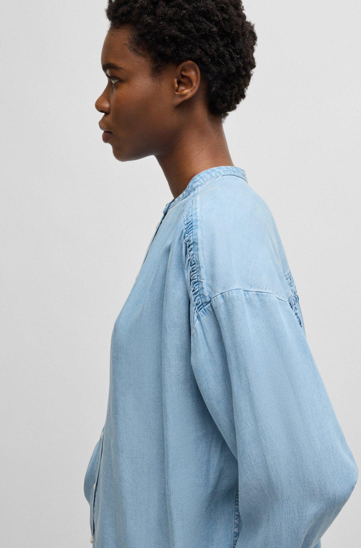 Relaxed-fit blouse in denim-look fabric Product Image