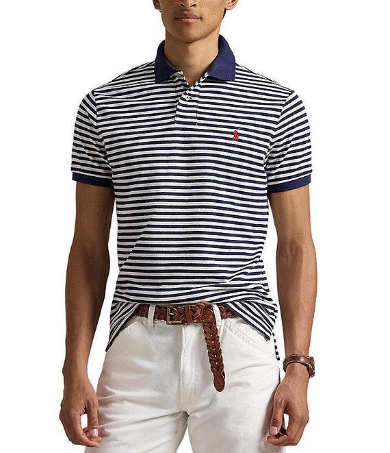 Polo Ralph Lauren Classic Fit Thin Striped Mesh Short Sleeve Polo Shirt Product Image