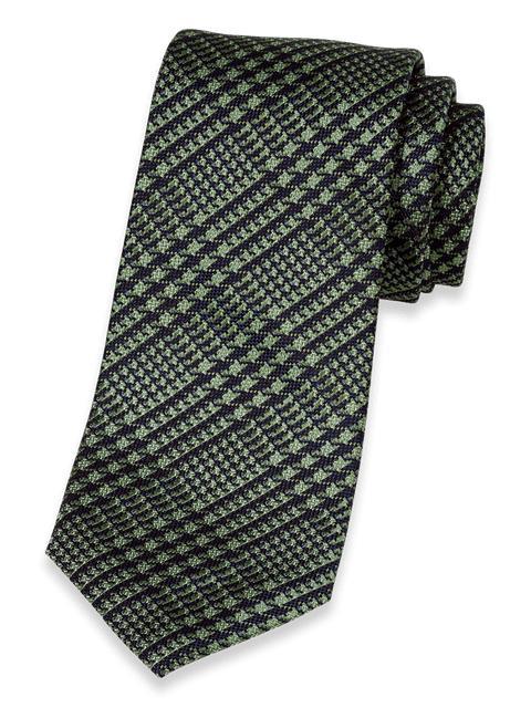 Houndstooth Woven Silk Tie - Navy Product Image