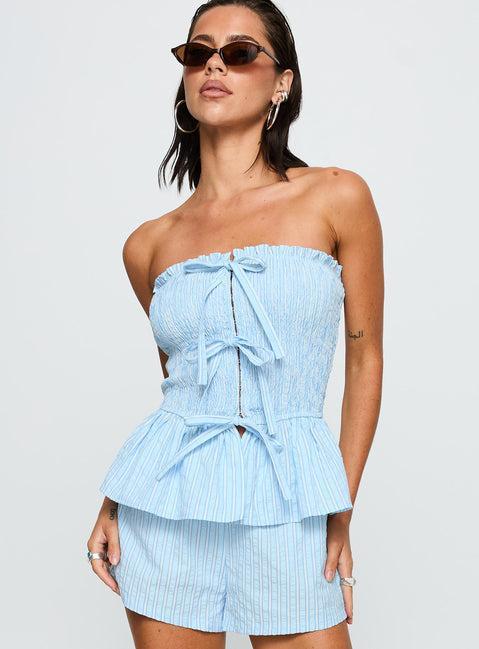 Saskea Strapless Top Blue Product Image