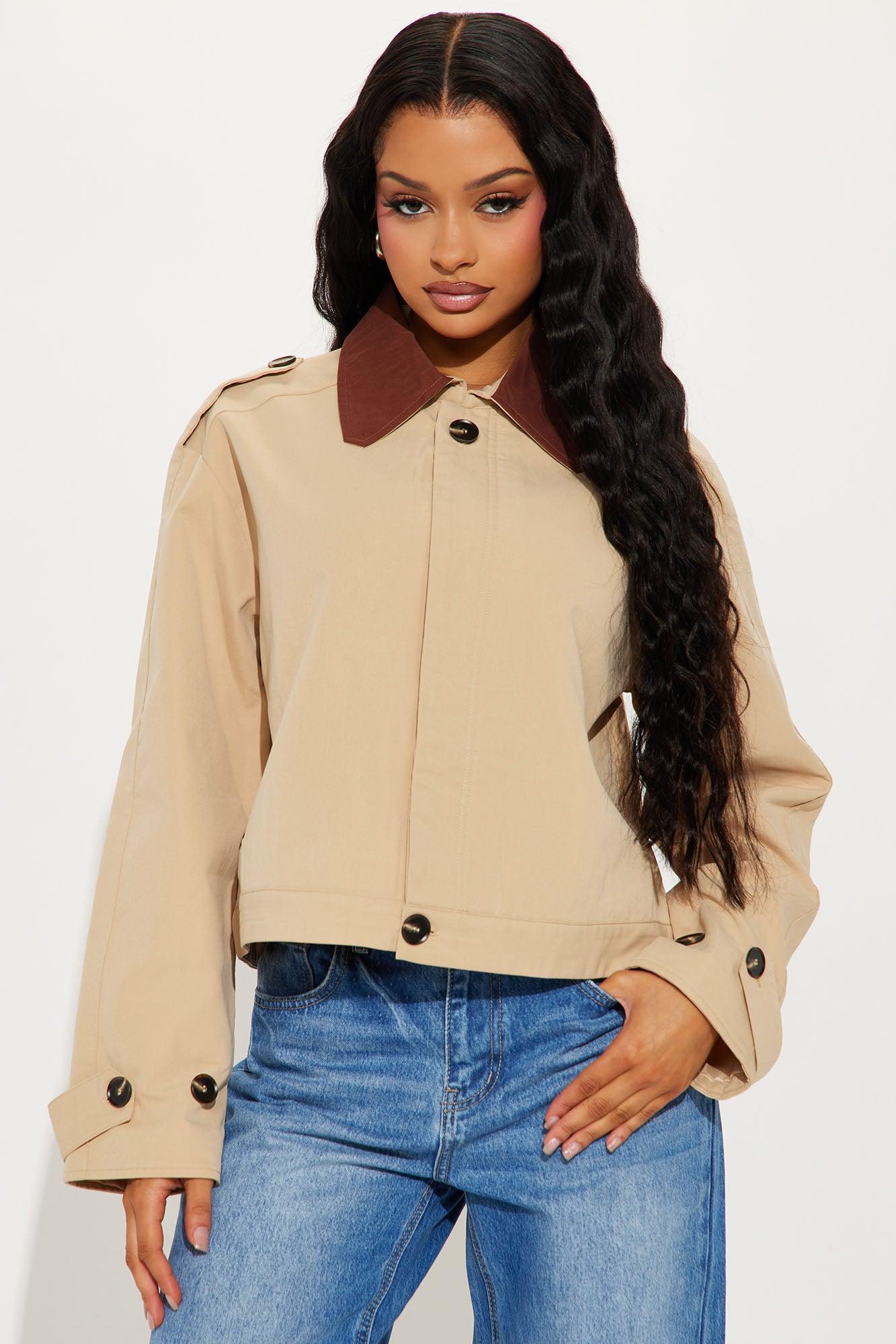 Asking Questions Barn Jacket - Khaki/combo Female Product Image