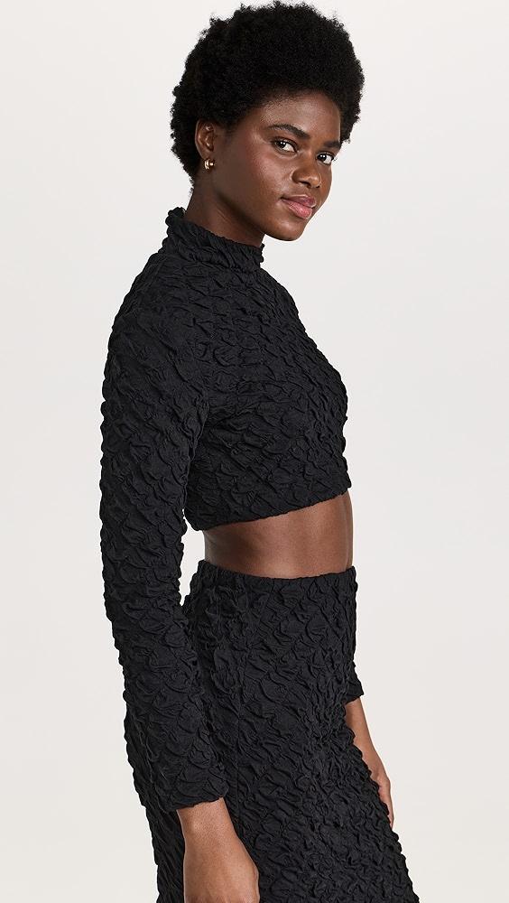 Dur Doux Puckered Knit Long Sleeve Crop Top | Shopbop Product Image