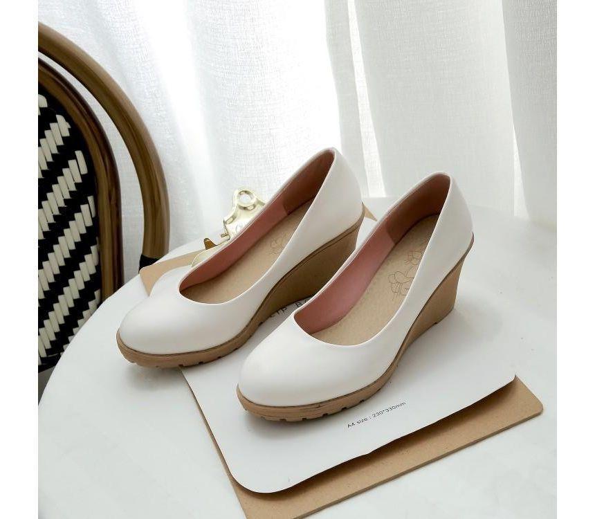 Plain Platform Wedge Pumps Product Image