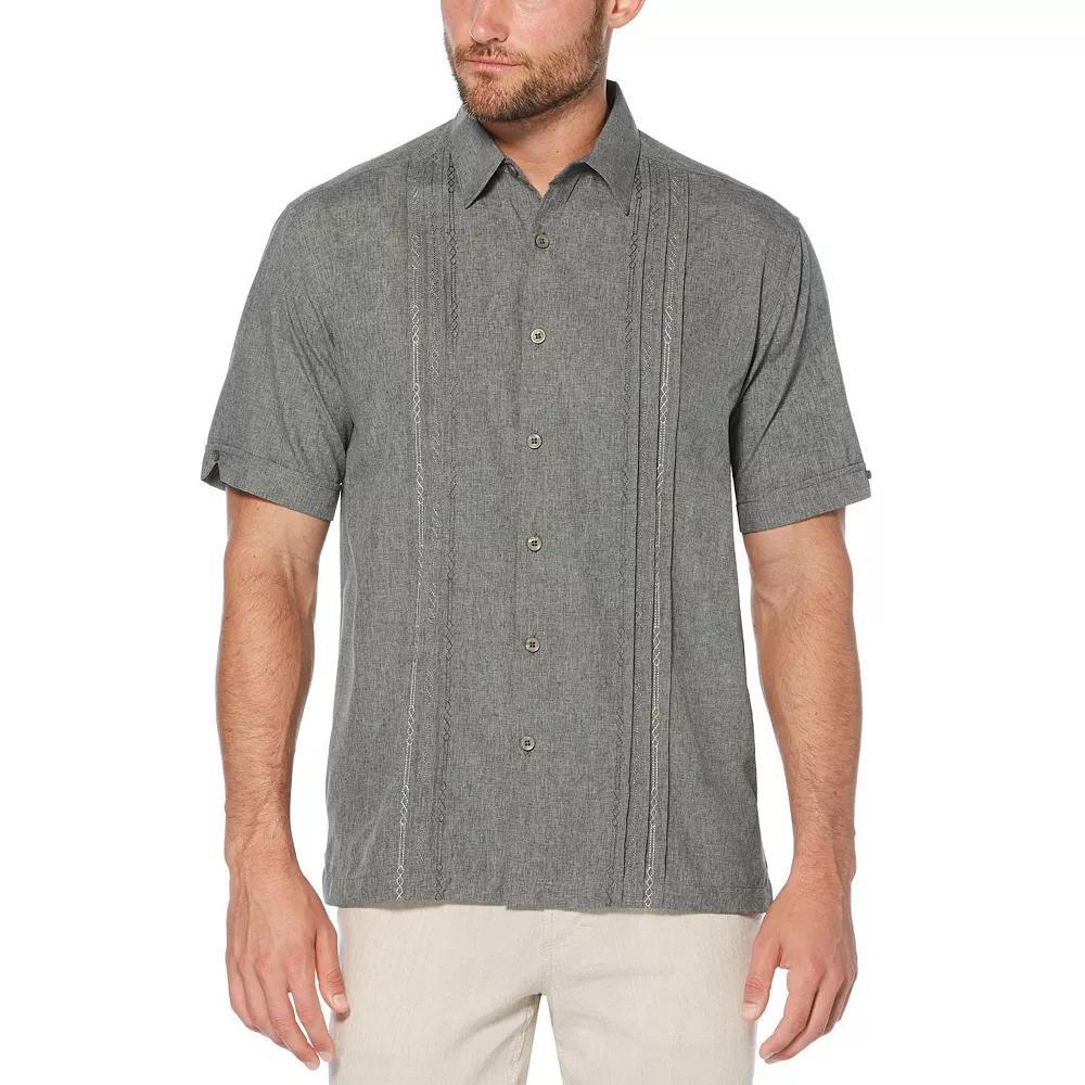 Men's Cubavera Classic-Fit Embroidered Paneled Chambray Button-Down Shirt, Size: Large, Light Blue Product Image