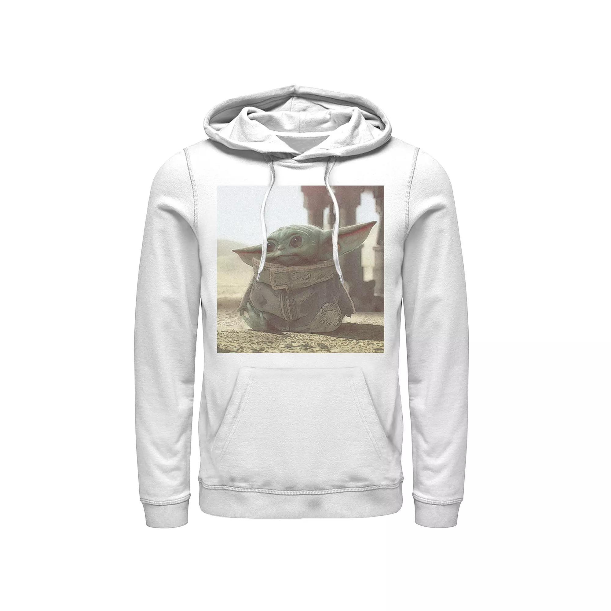 Men's Star Wars The Mandalorian The Child Photograph Hoodie, Size: Medium, White Product Image