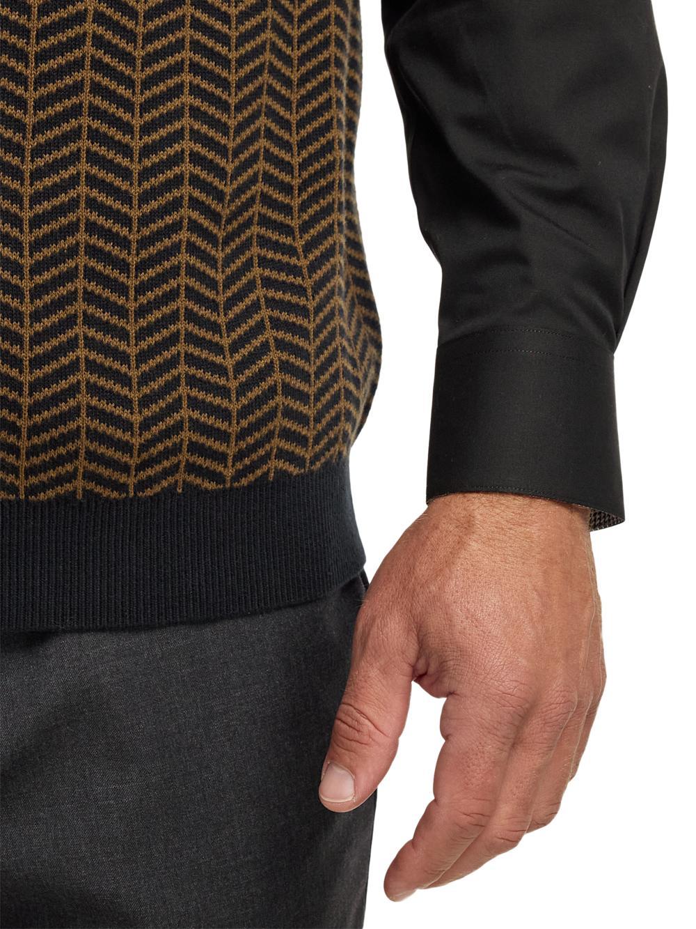 Cotton Full Zip Mock Neck Vest - Brown/black Product Image