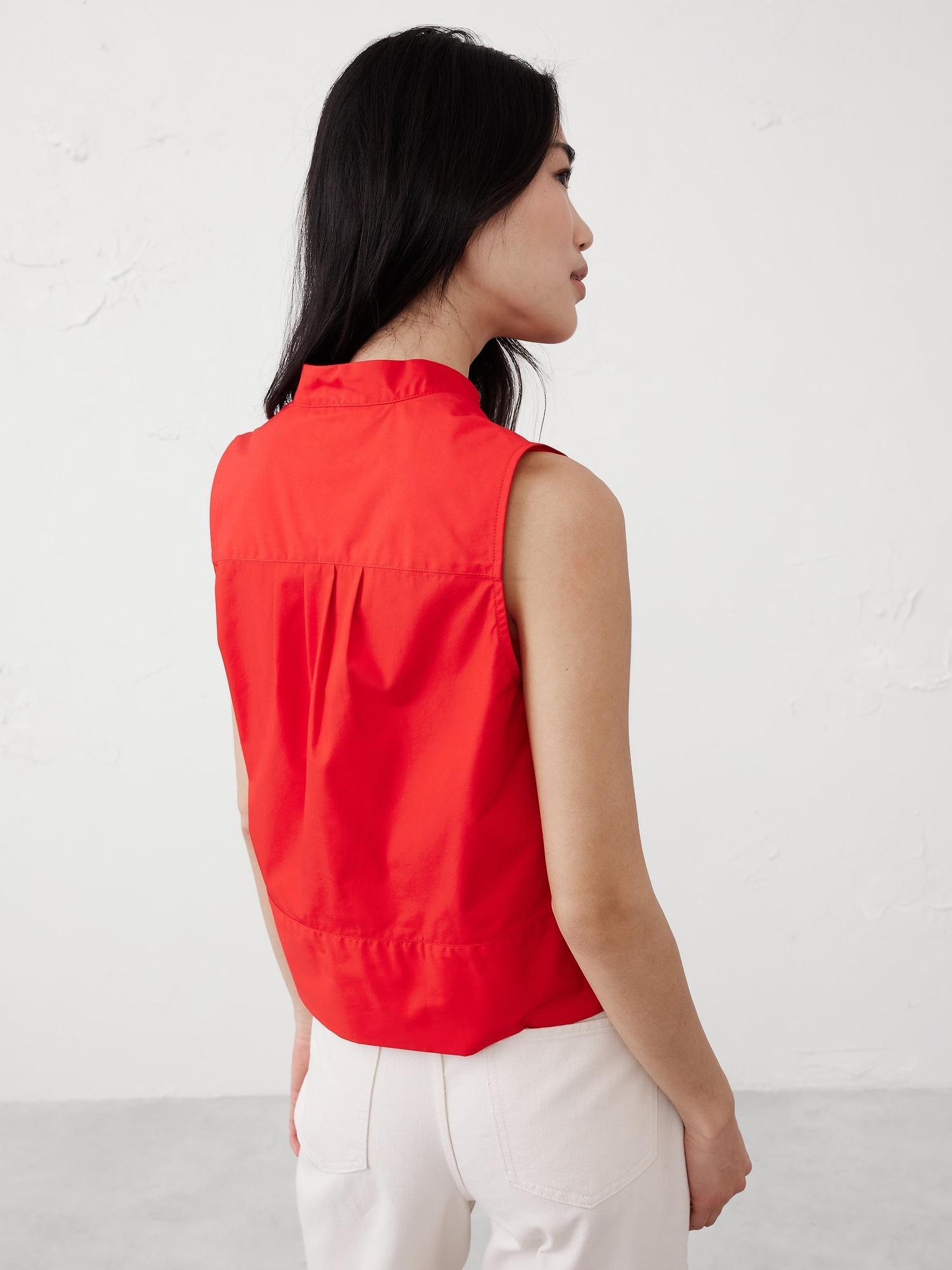 Poplin Split-Neck Top Product Image