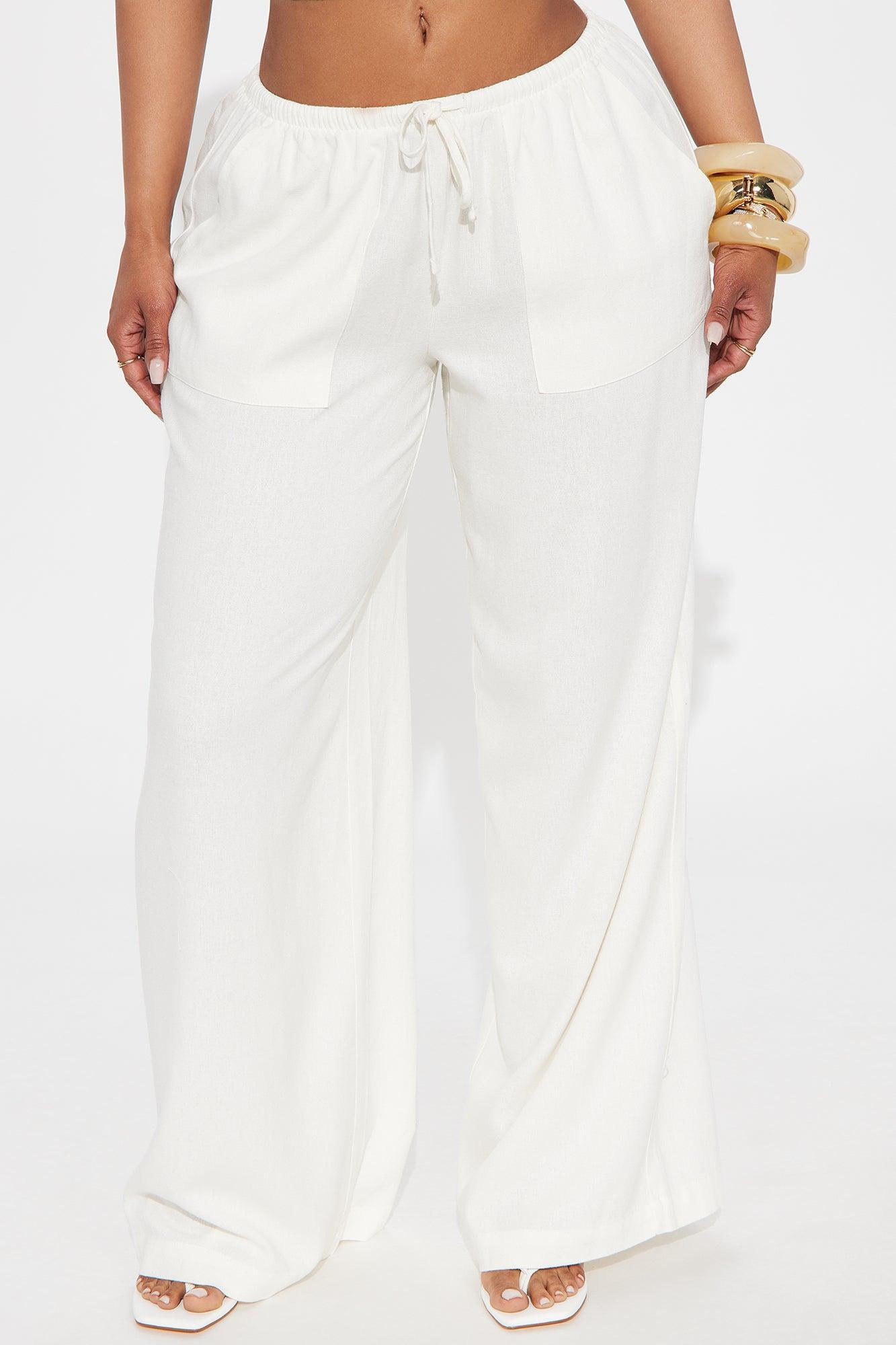Seaside Soiree Wide Leg Linen Pant - Ivory Product Image