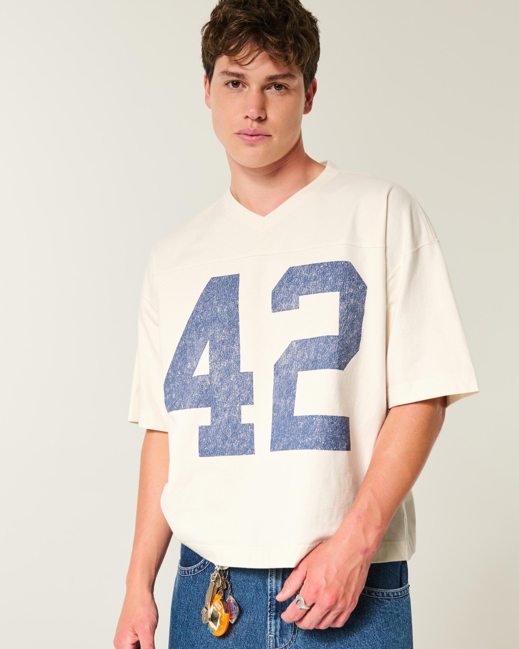 Heavyweight Baggy Crop Varsity Graphic Football Tee Product Image