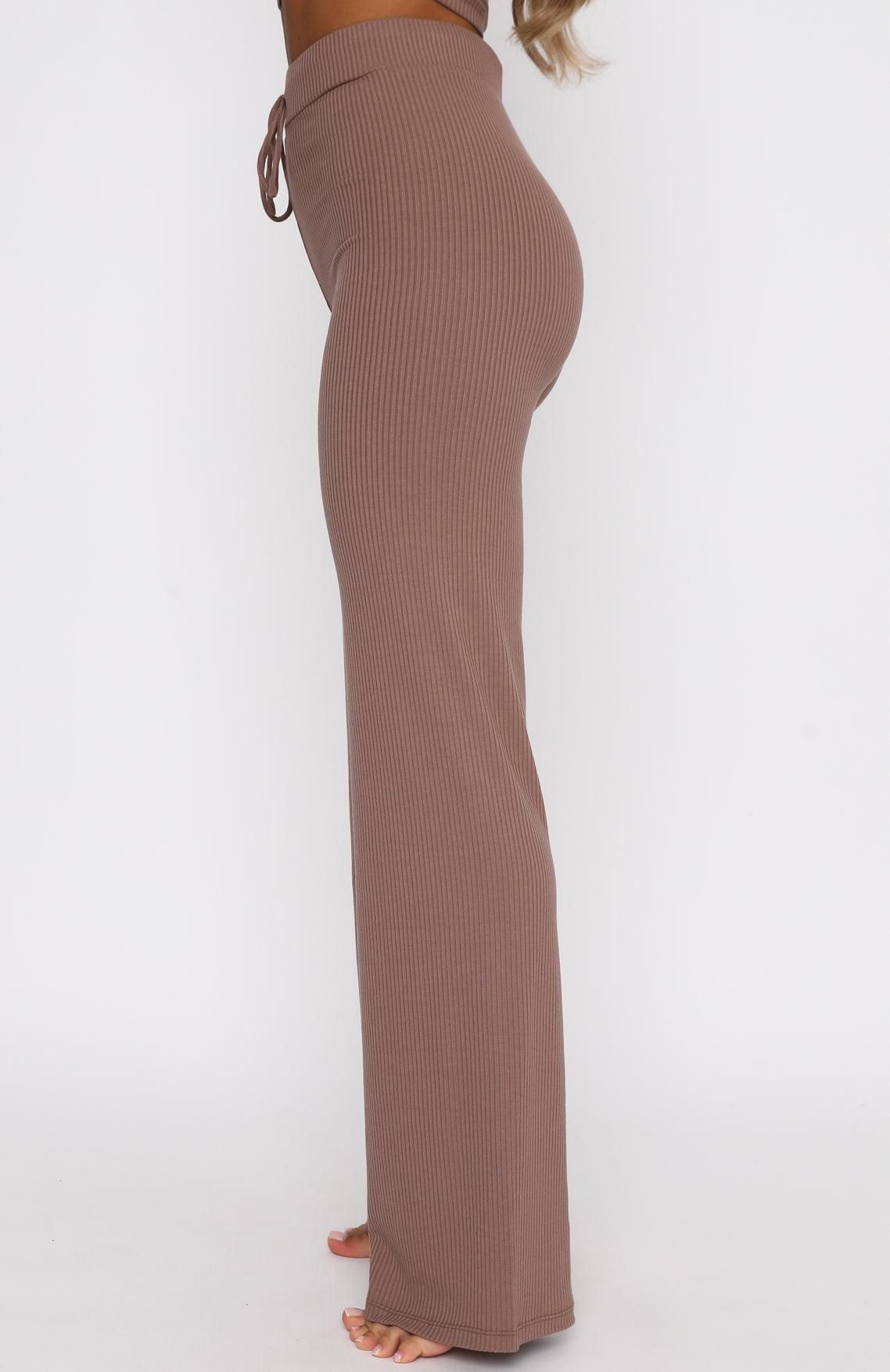 Adore You Ribbed Pants Chocolate Product Image