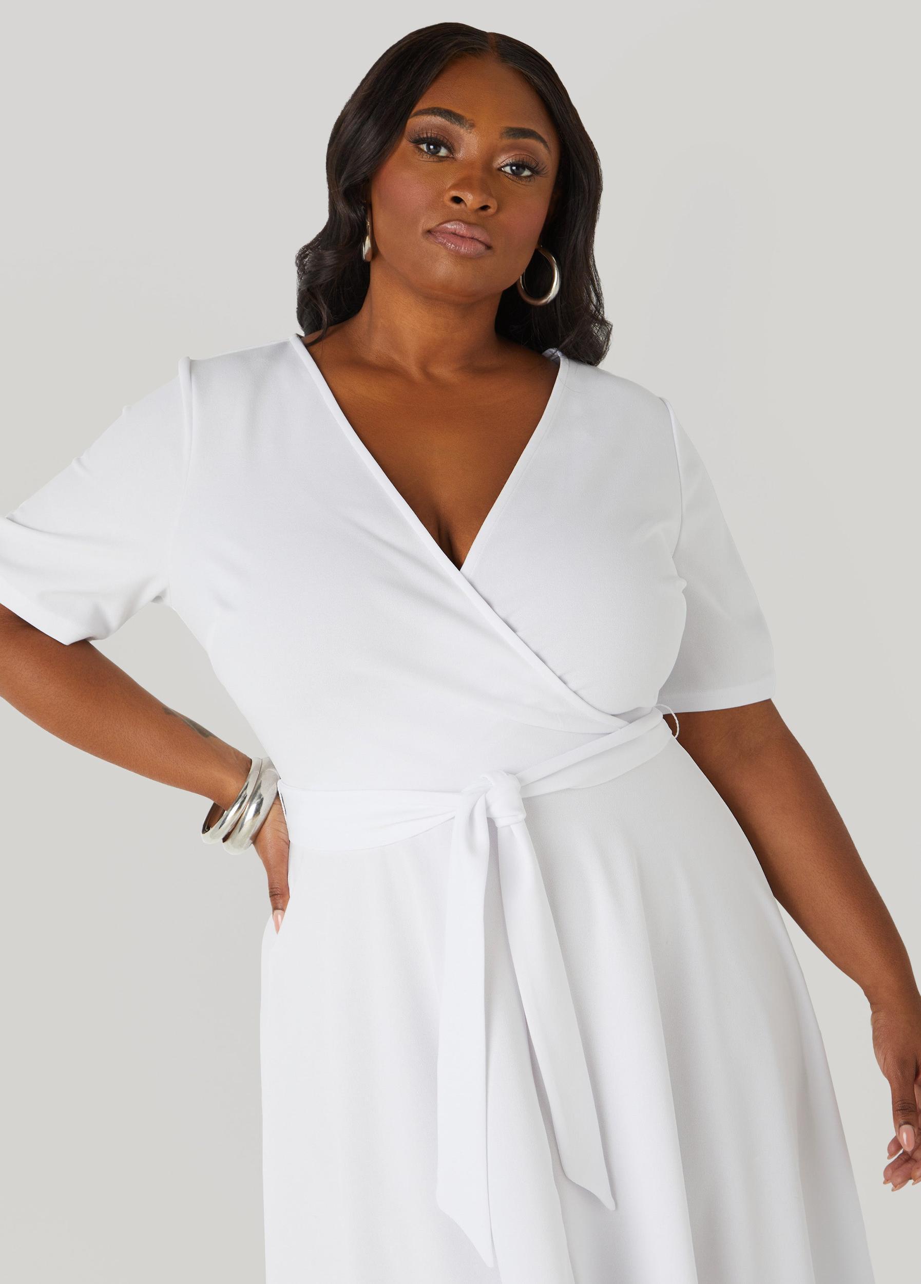 Plus Size Faux Wrap Hi Low Dress Ashley Stewart Product Image