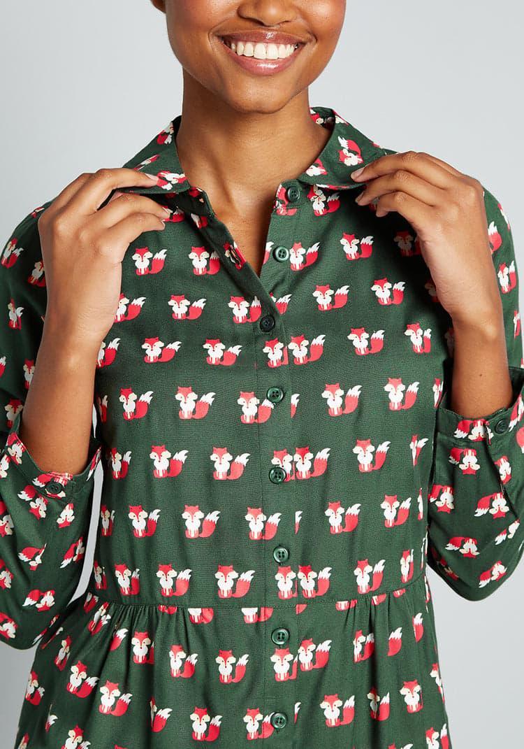 Fox Around & Finds Out Tiered Button-Up Blouse Product Image