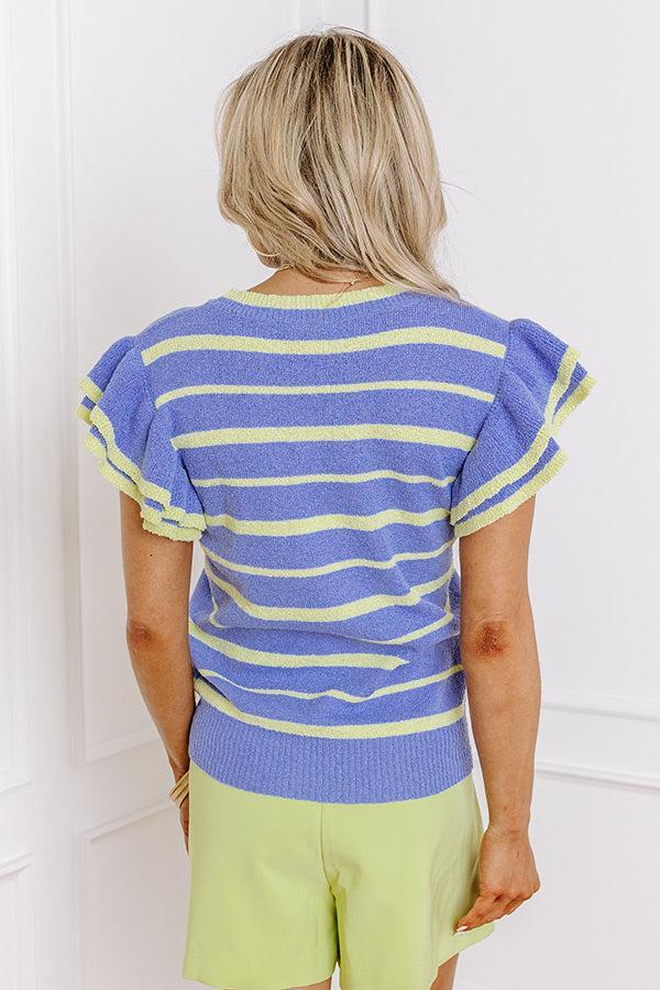 Sweet Charmer Knit Stripe Top in Periwinkle Product Image