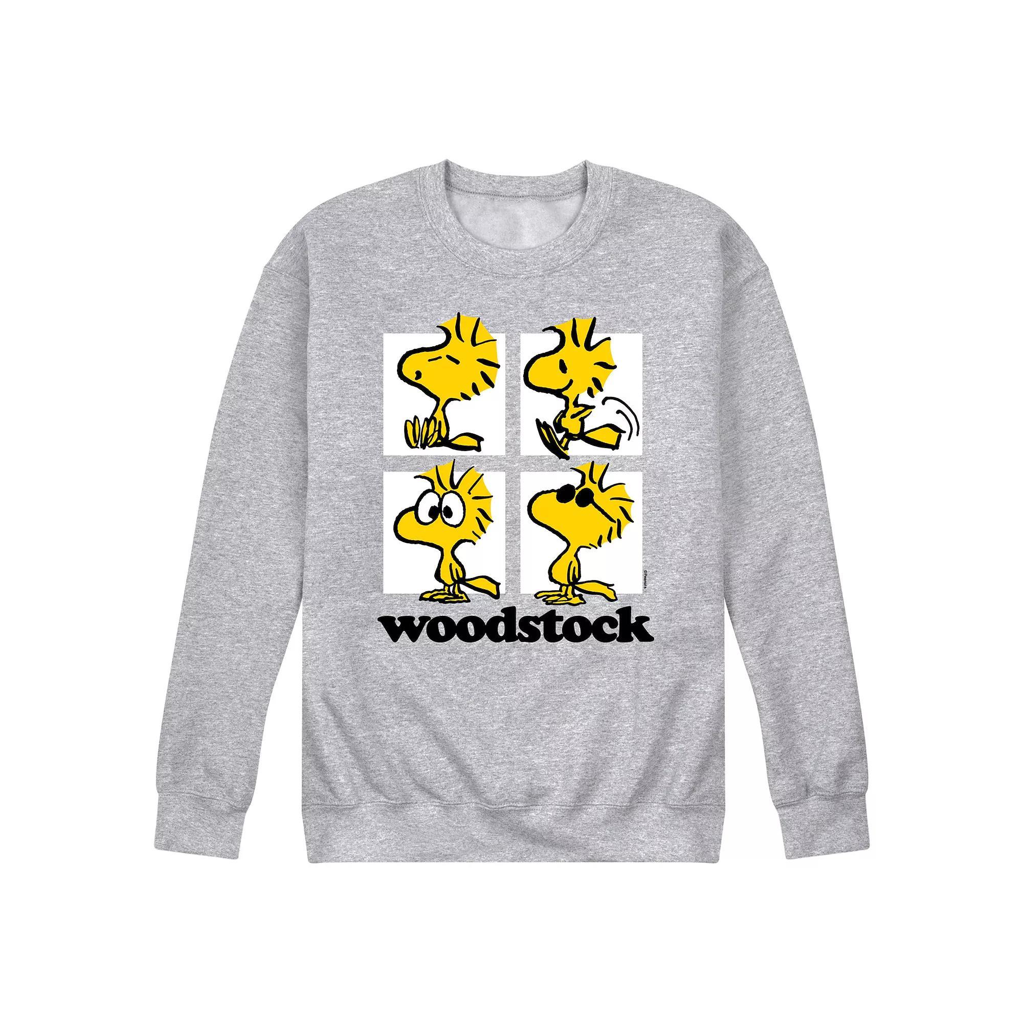 Men's Peanuts Woodstock Grid Long Sleeve, Size: XL, Grey Gray Product Image