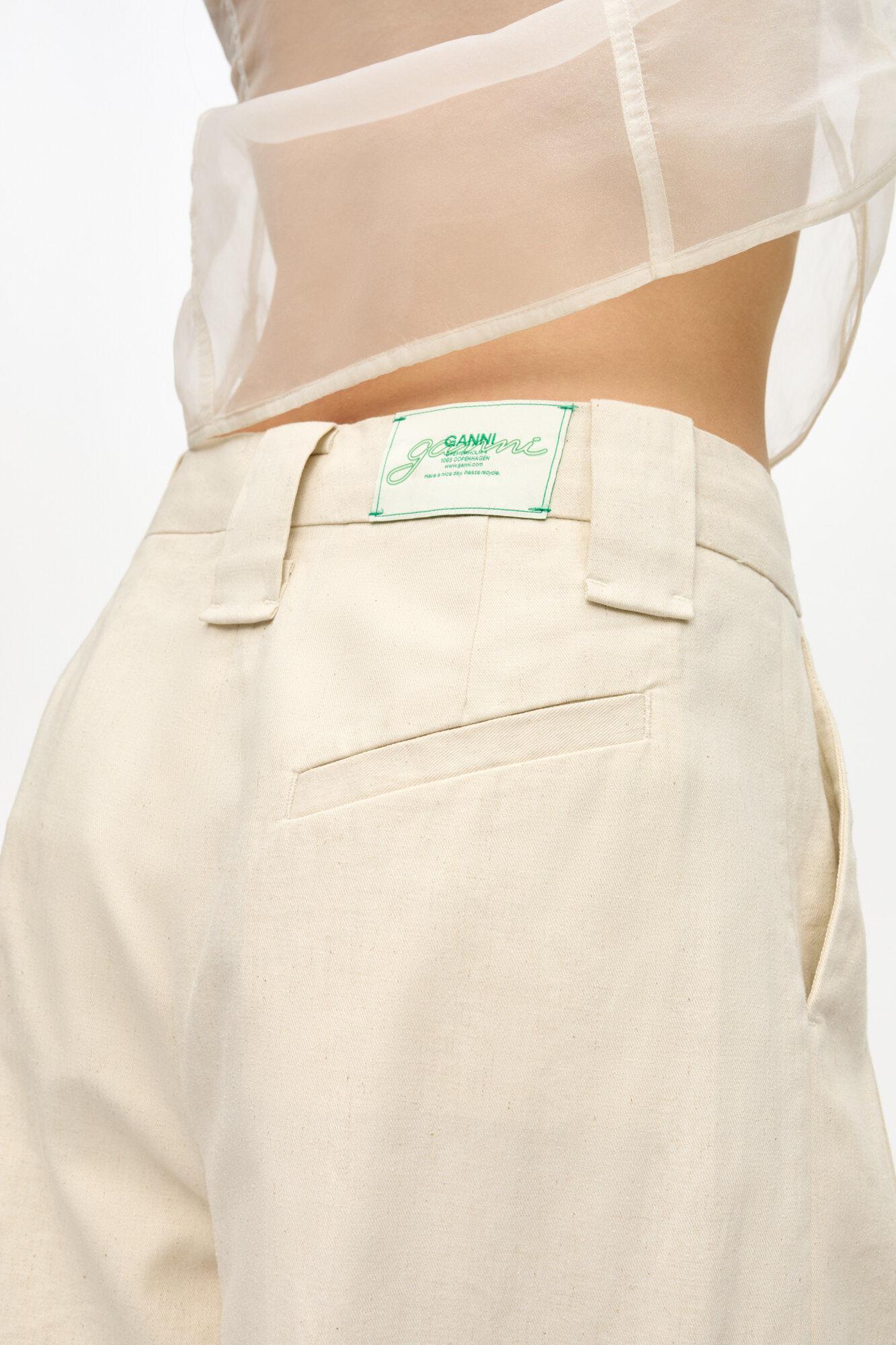 Ivory Cotton Melange Tailoring Wide Shorts Product Image