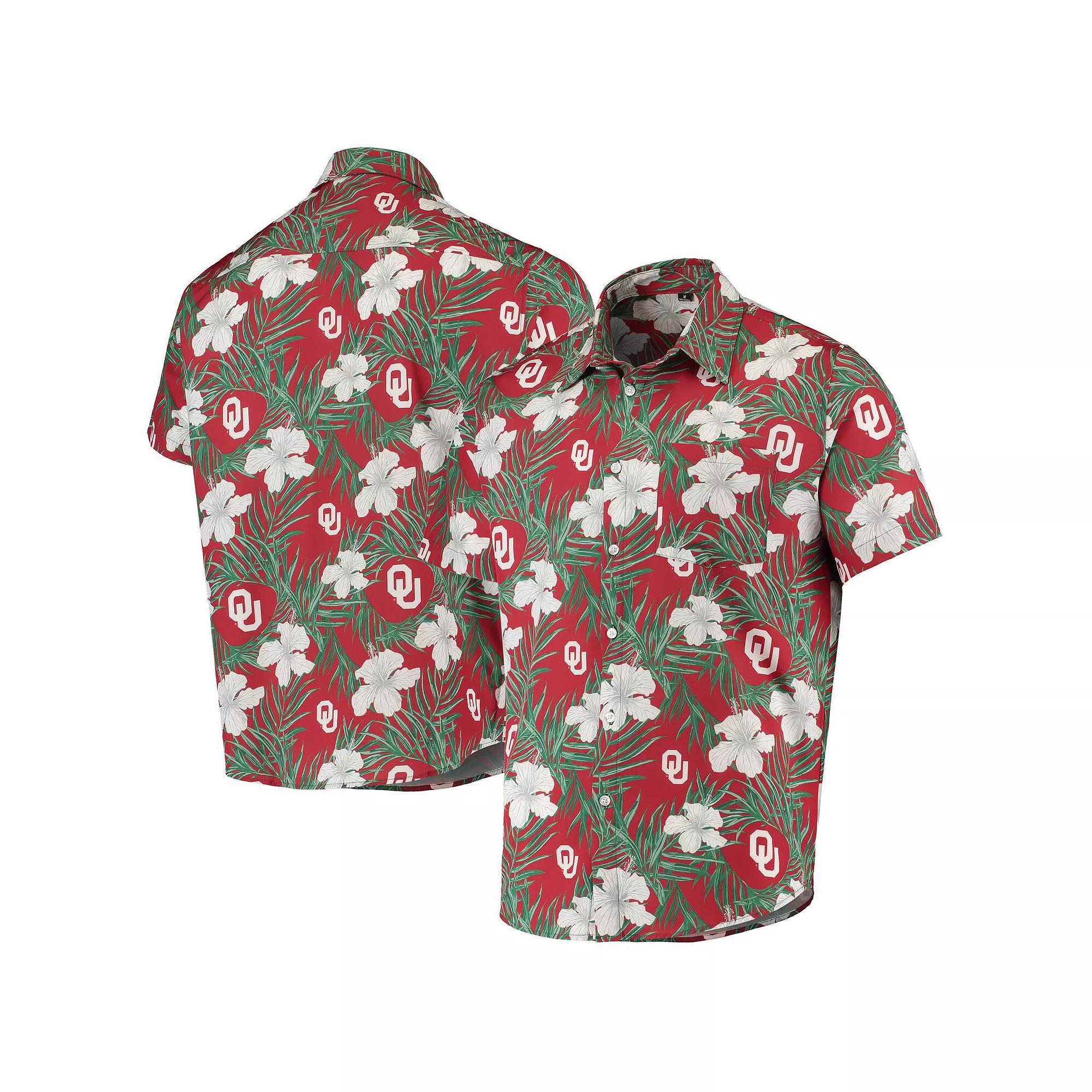 Men's Crimson Oklahoma Sooners Floral Button-Up Shirt, Size: Medium, Red Product Image