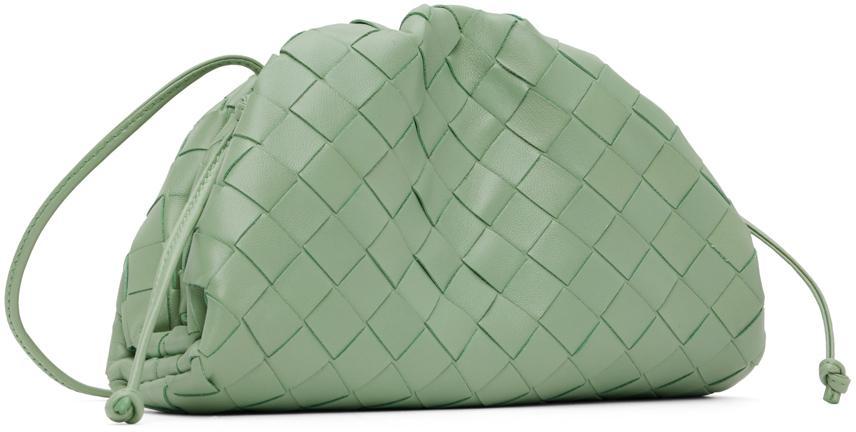 BOTTEGA VENETA Green Mini Pouch Clutch In 3403 New Sauge Gold Product Image