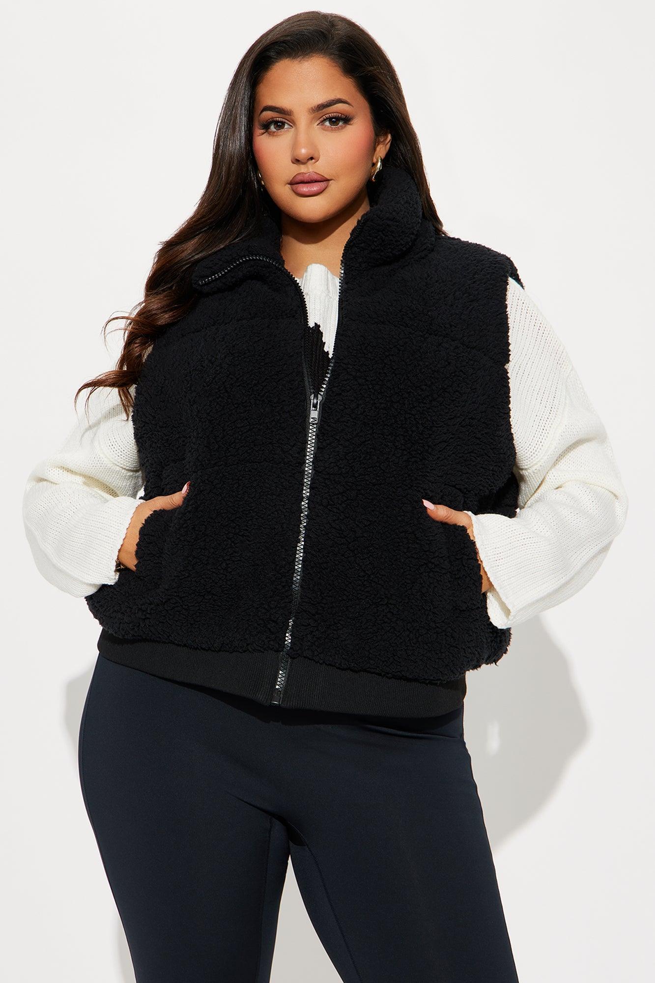 Kiara Sherpa Puffer Vest - Black Product Image