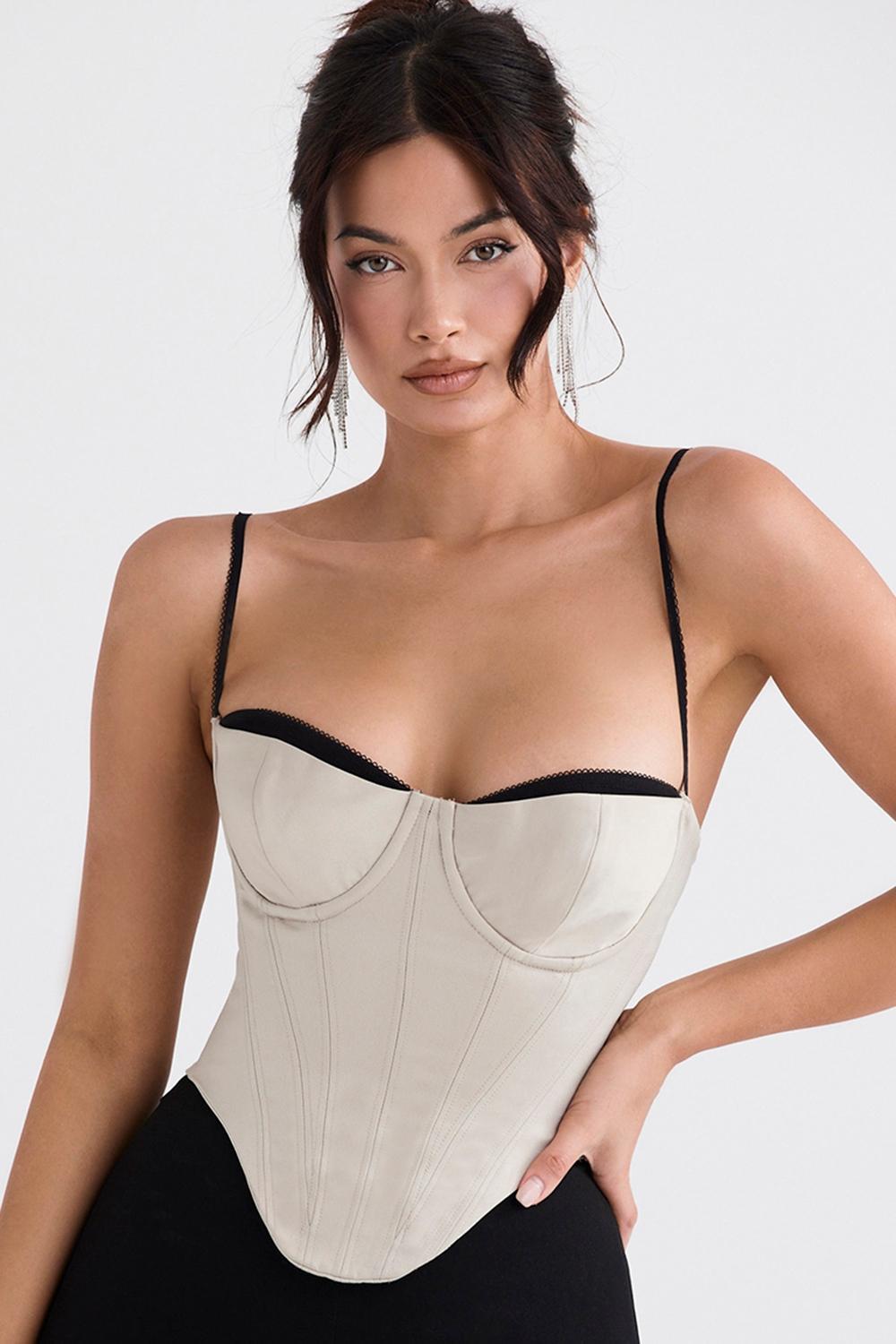 Luette Beige Satin Underwired Corset Product Image