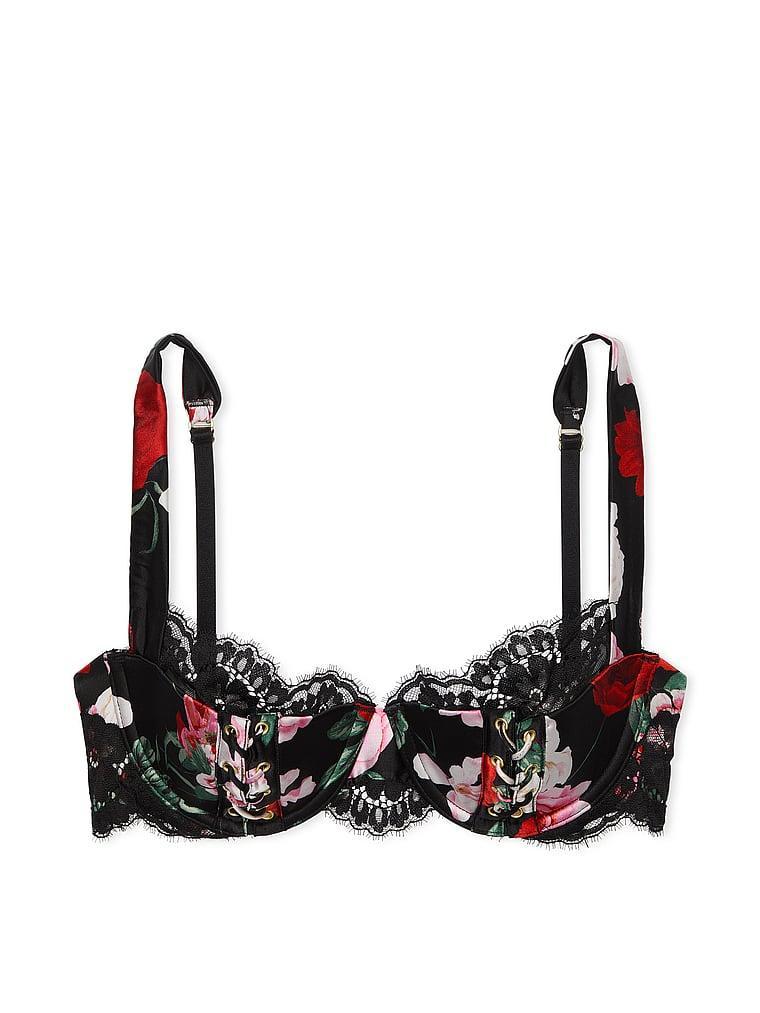 ATELIER Victoria's Secret Satin Lace Trim Lightly Lined Balconette Bra Product Image