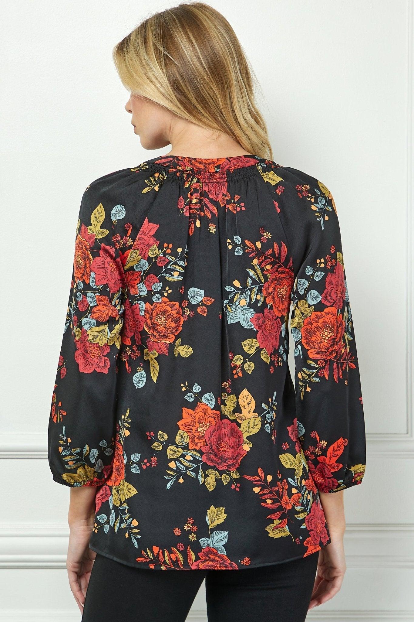 3/4 Quarter Elastic Sleeve Mandarin Smock Collar Popover Product Image