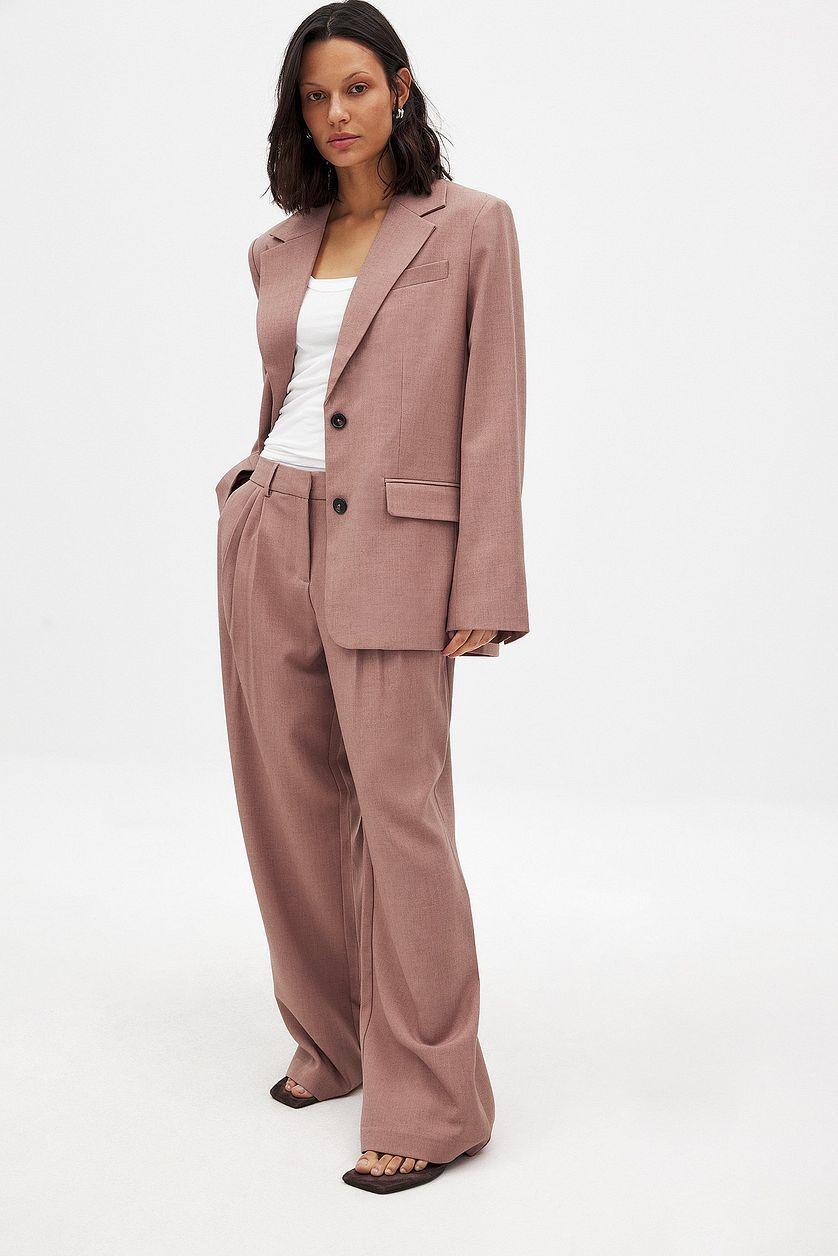 Wide Mid Waist Suit Pants Product Image