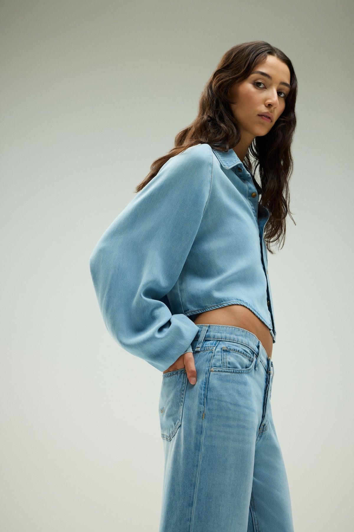 Raglan Balloon Sleeve Button Down Female Product Image